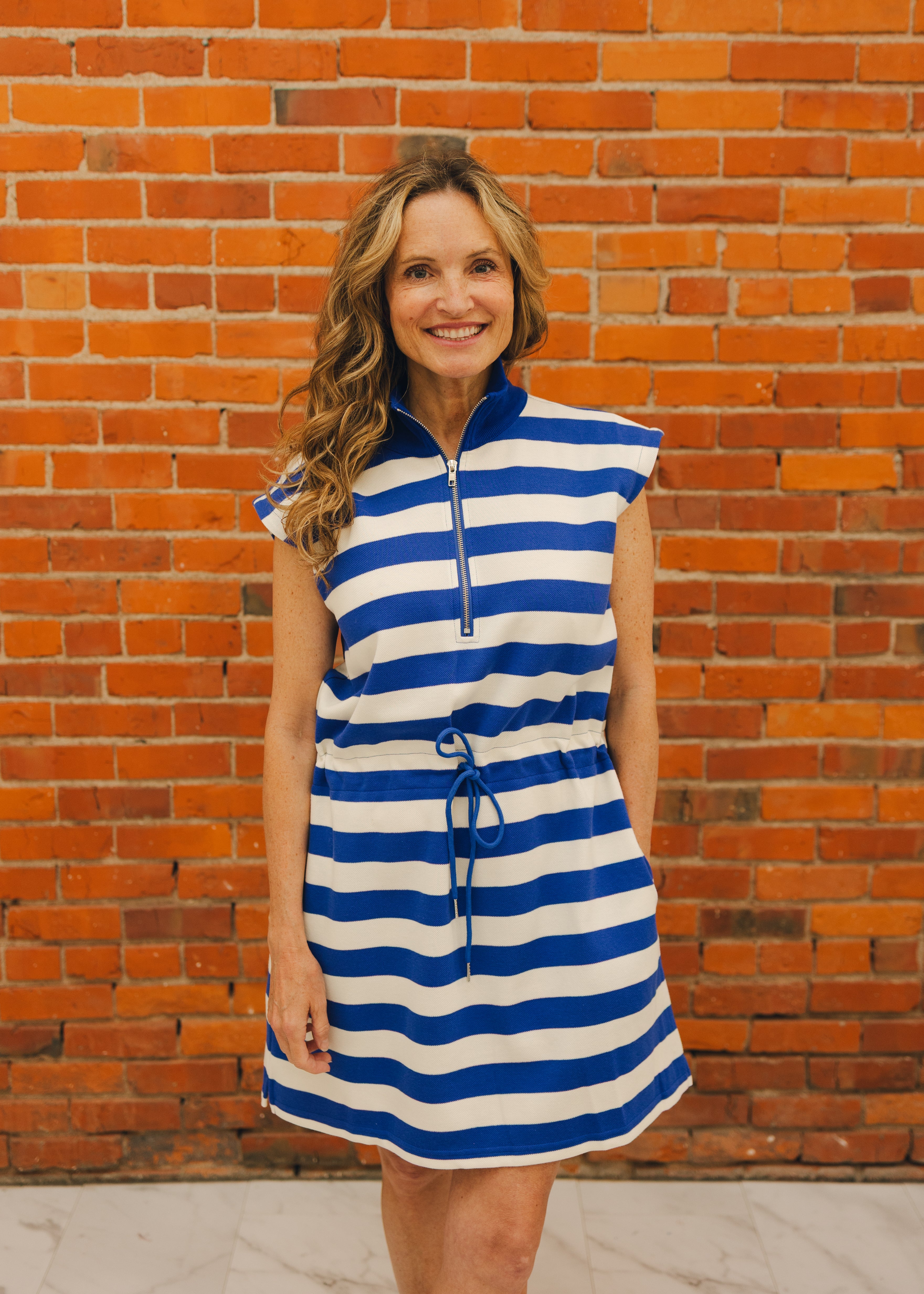 Knit Collared Striped Mini Dress