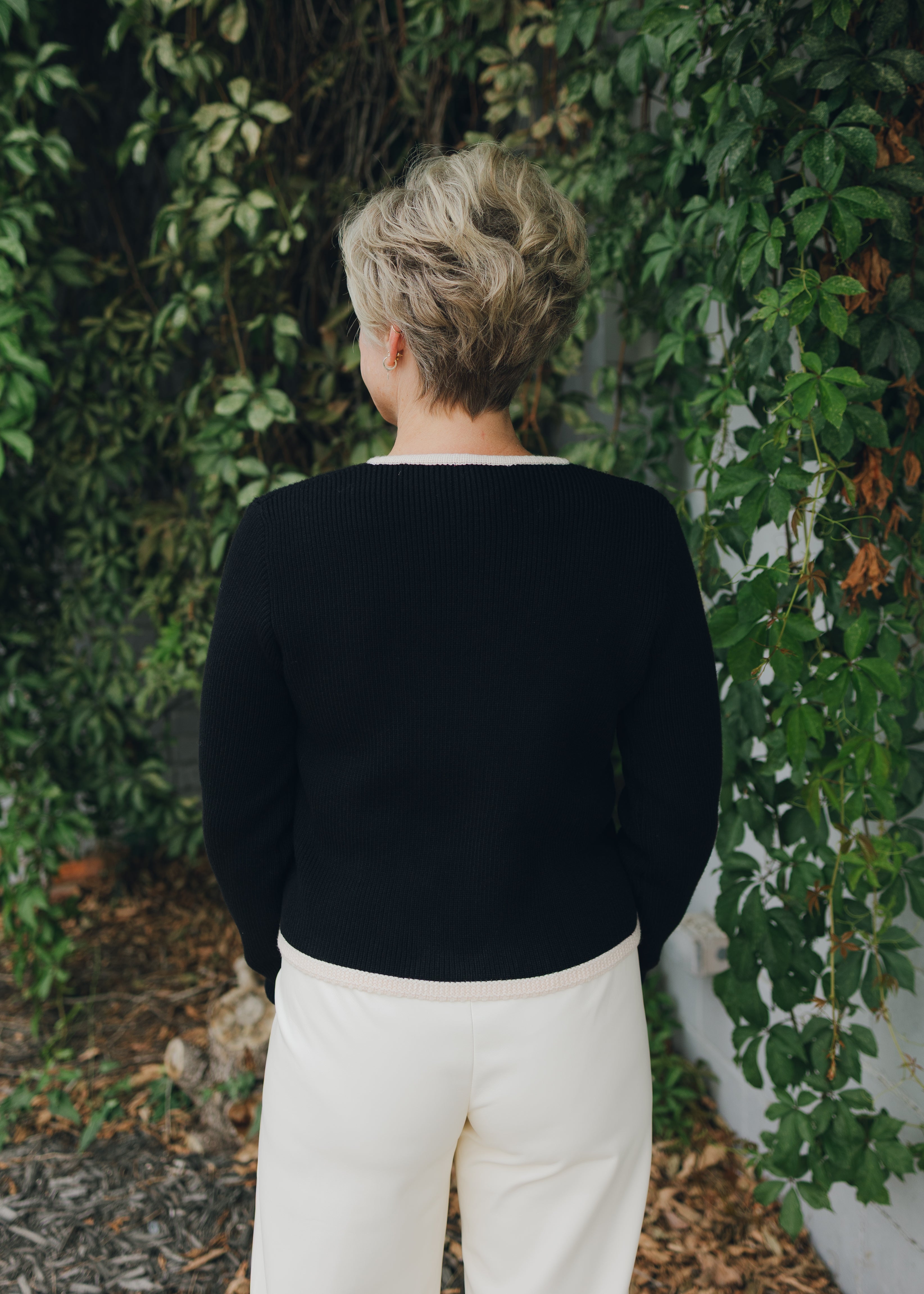 Rib Knit Bow Button Cardigan