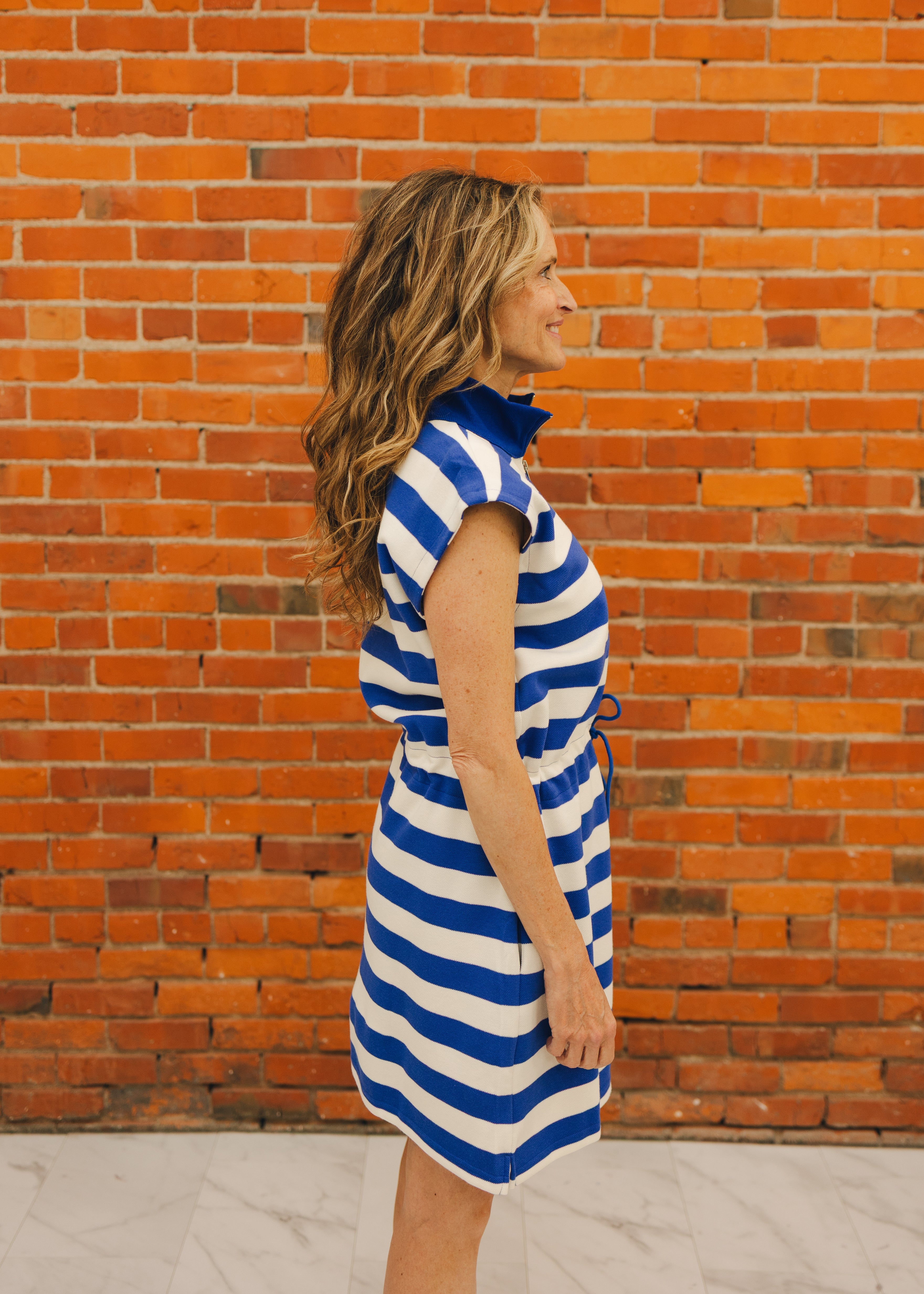 Knit Collared Striped Mini Dress