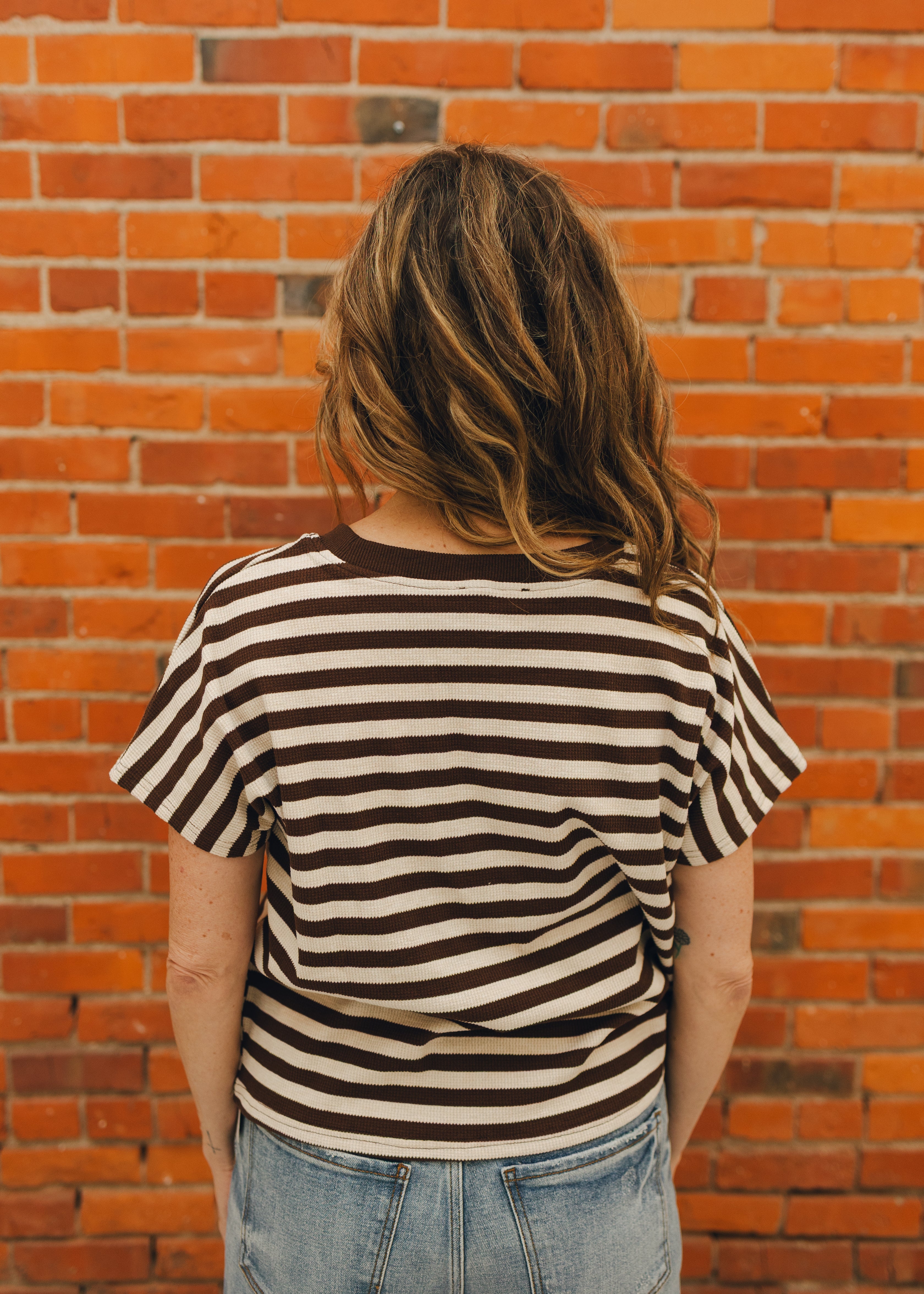 Round Neck Knit Striped Top