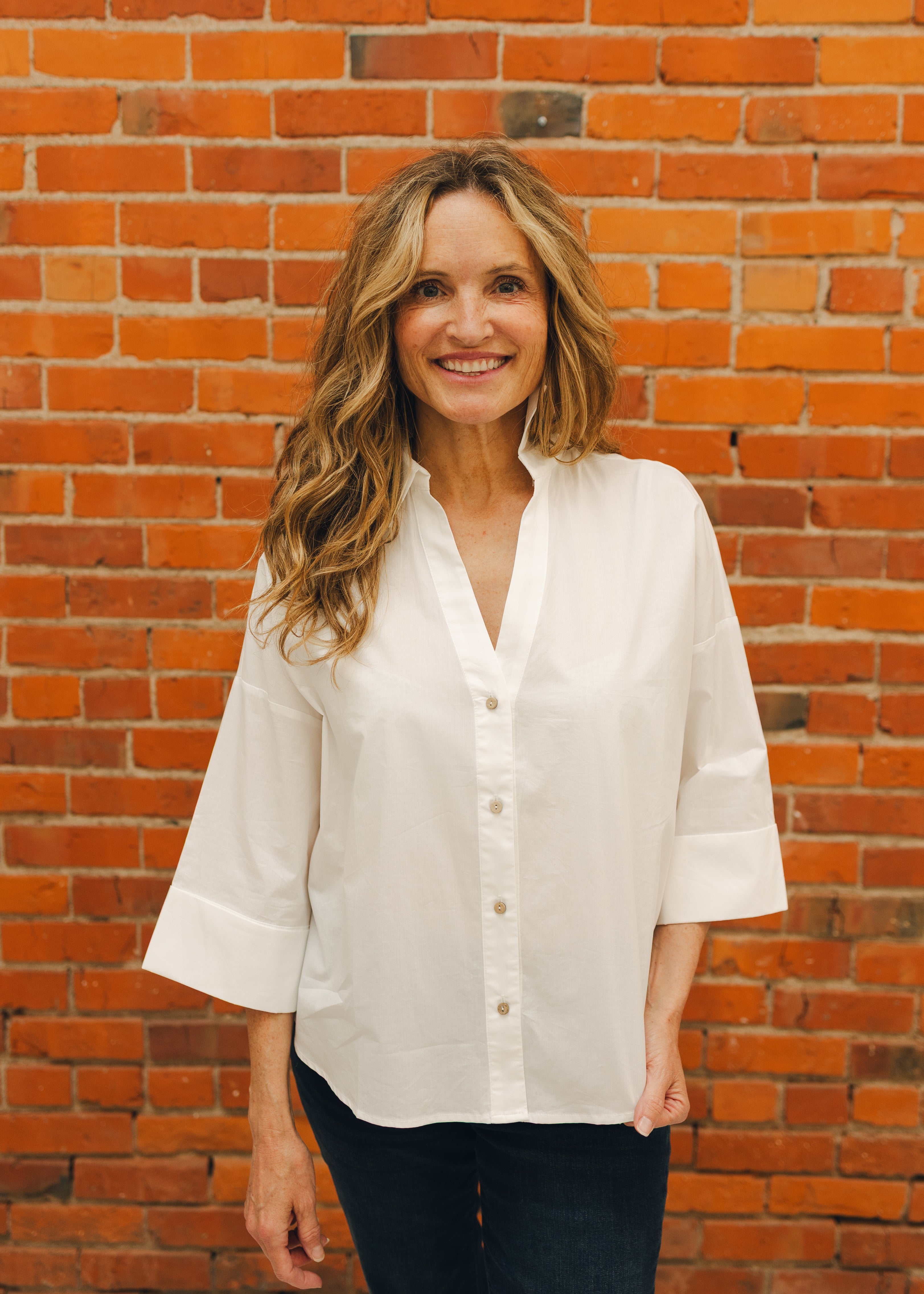 Back Pleat Button Down Blouse