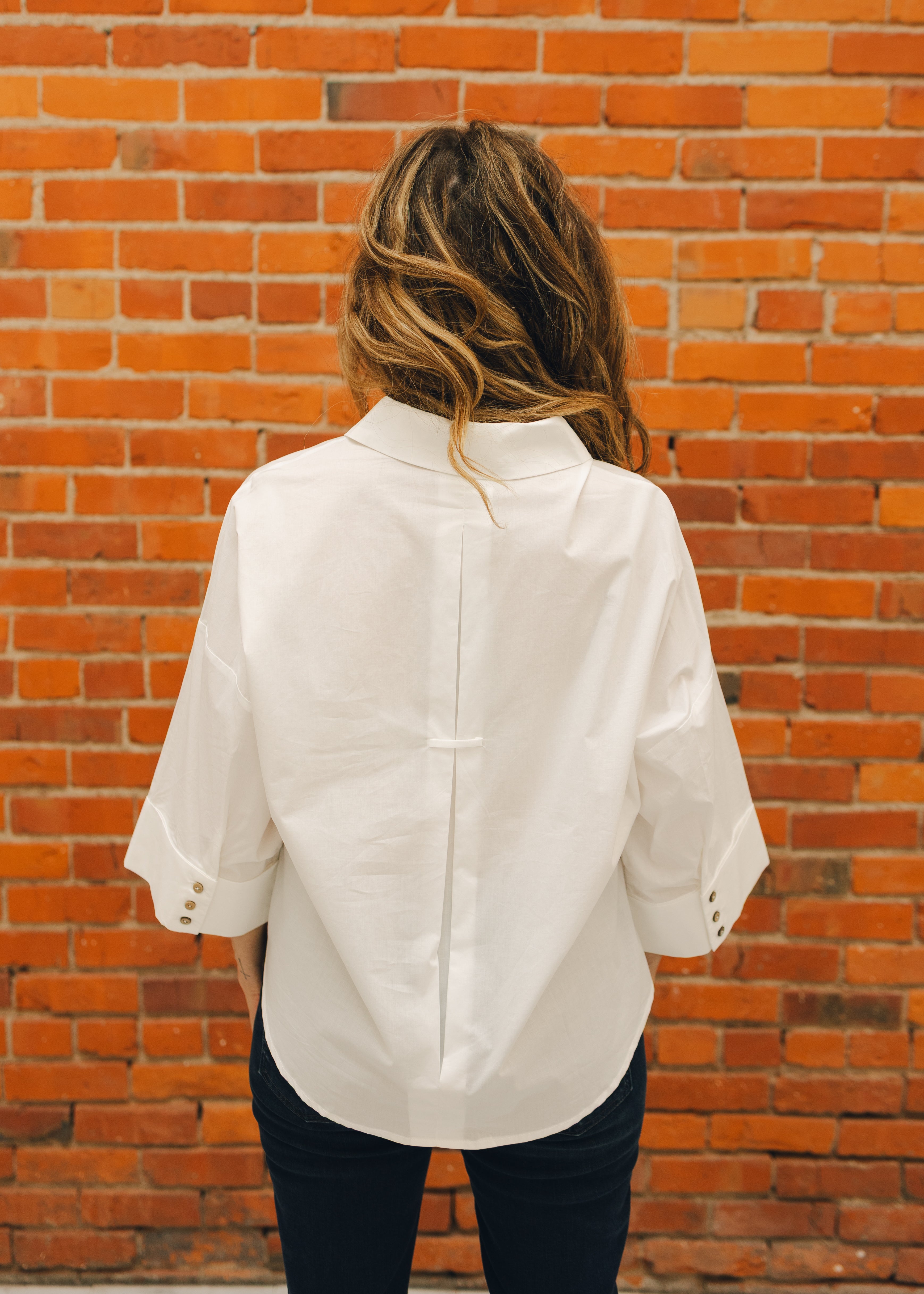 Back Pleat Button Down Blouse