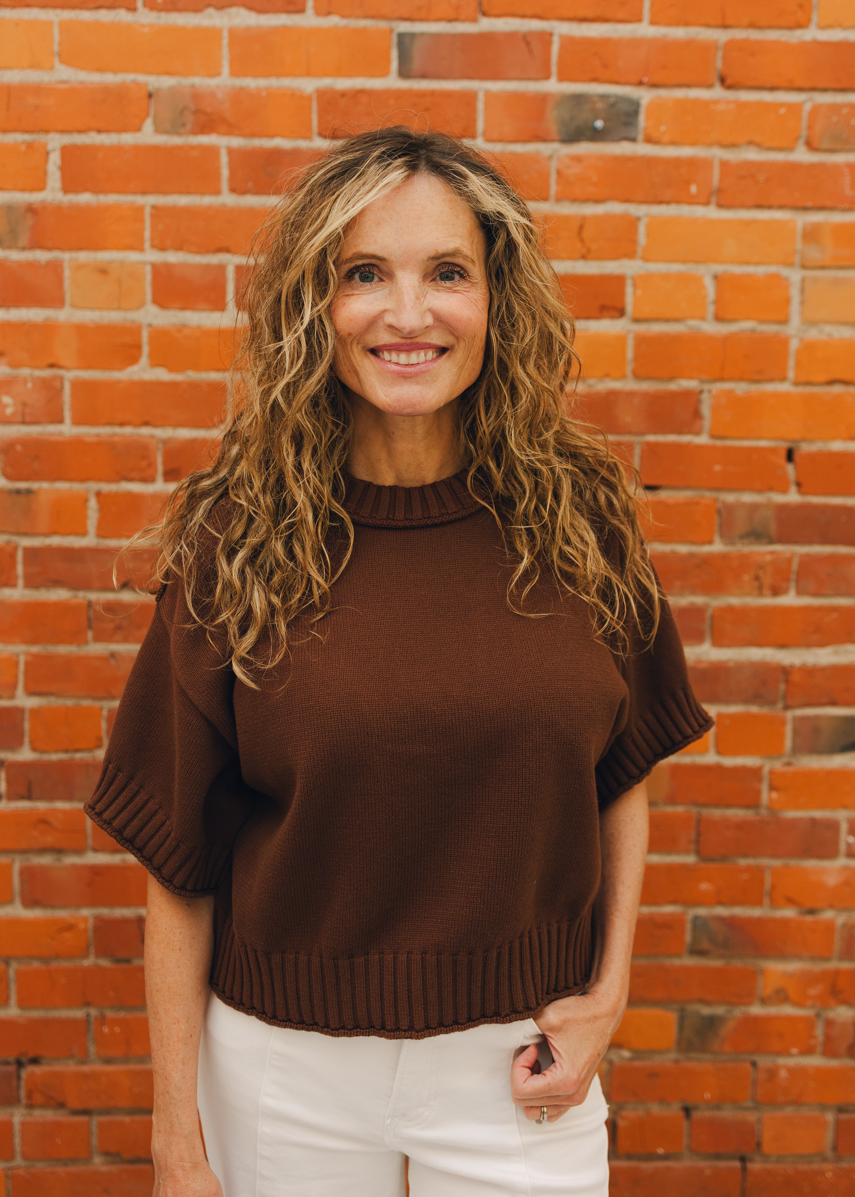 Drop Shoulder Short Sleeve Sweater