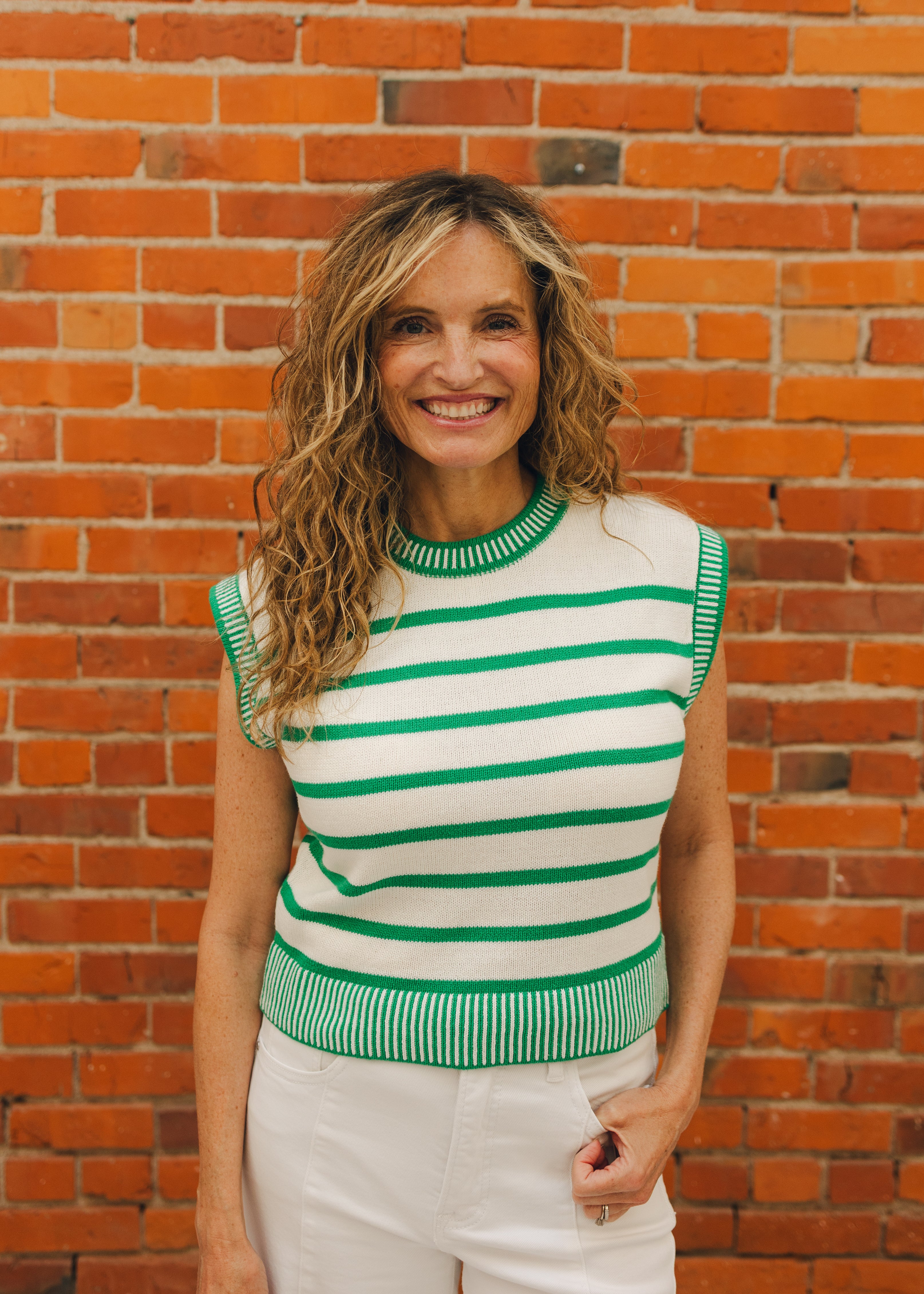 Drop Shoulder Striped Sweater
