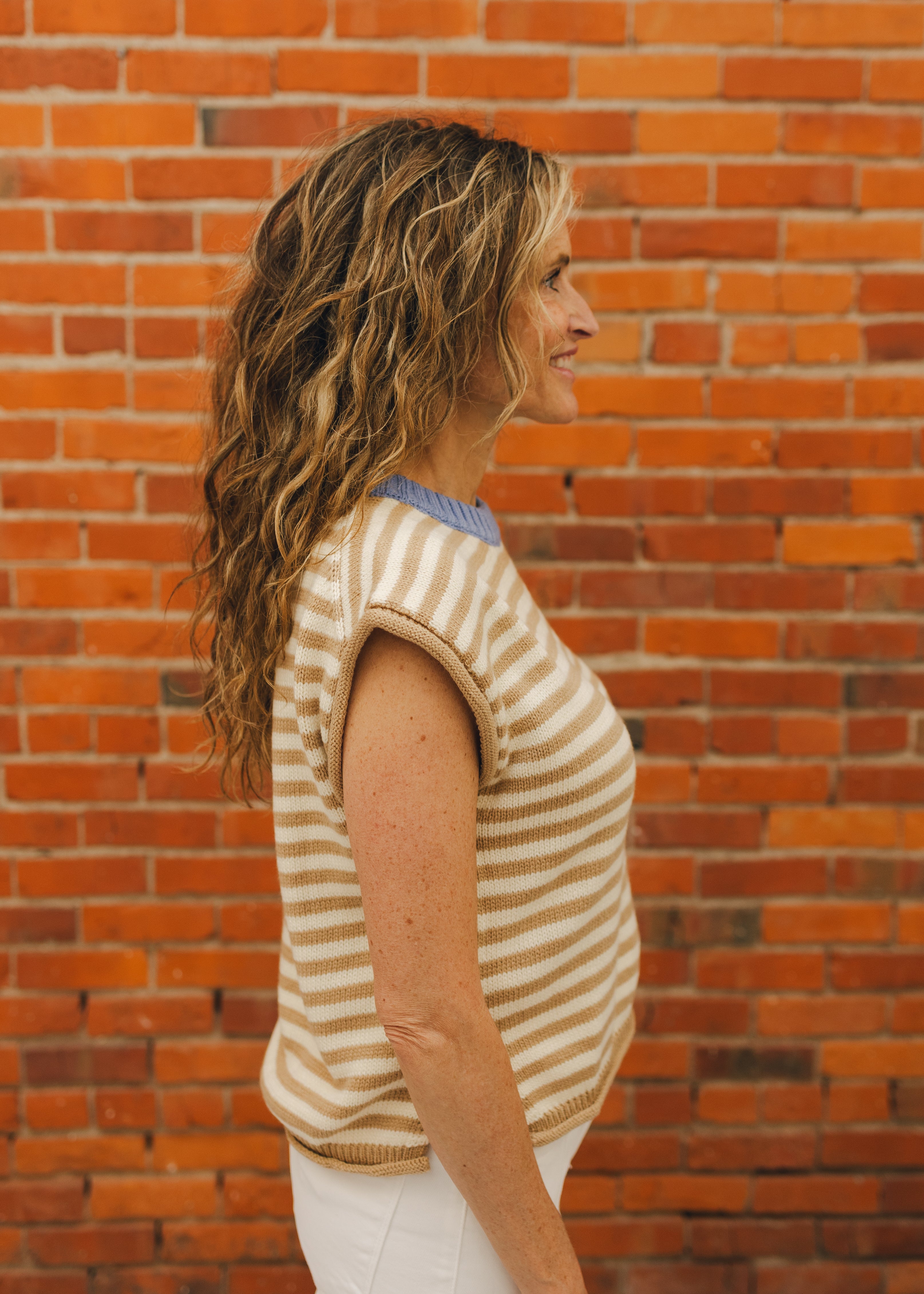 Stripe Cap Sleeve Sweater