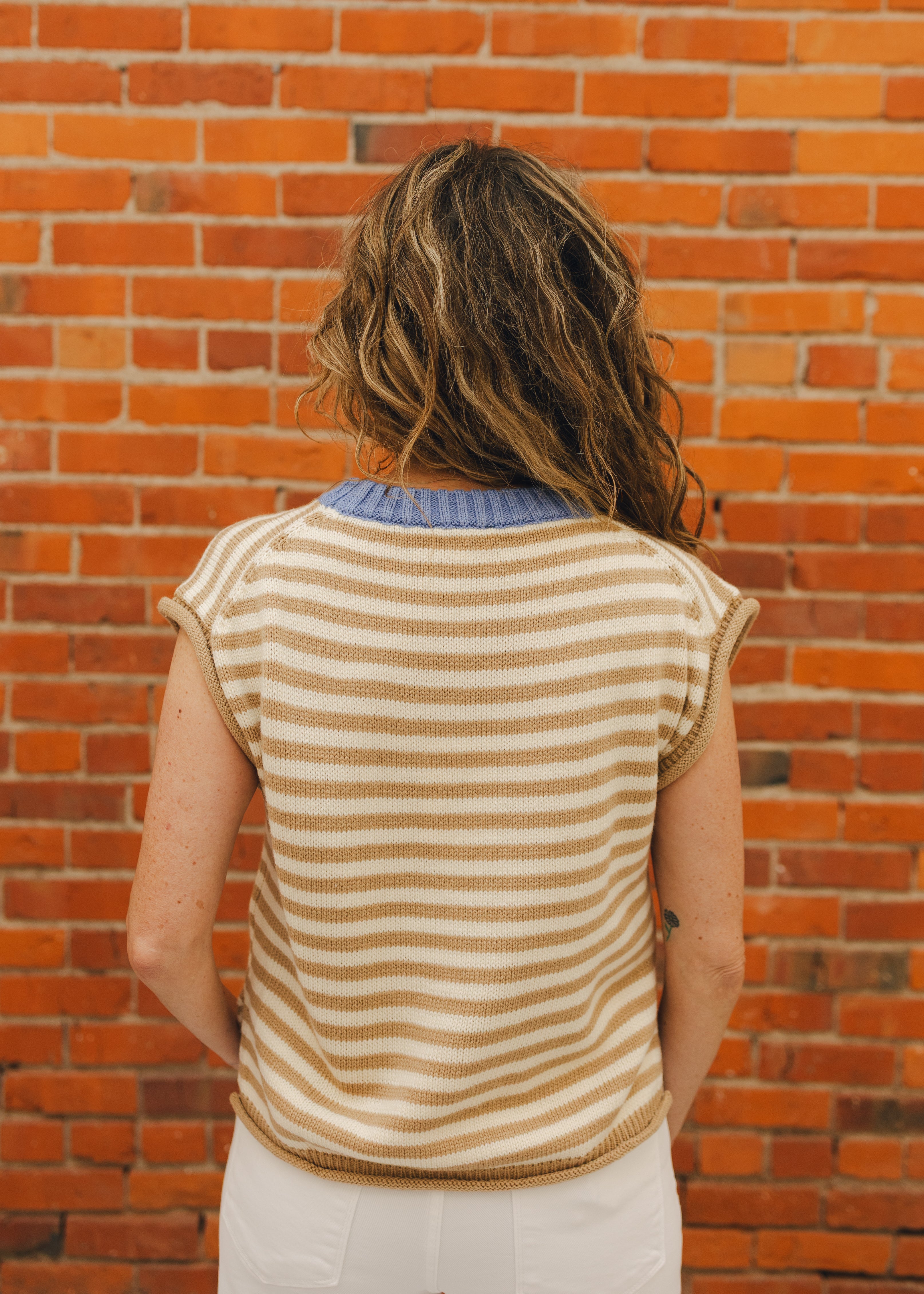 Stripe Cap Sleeve Sweater