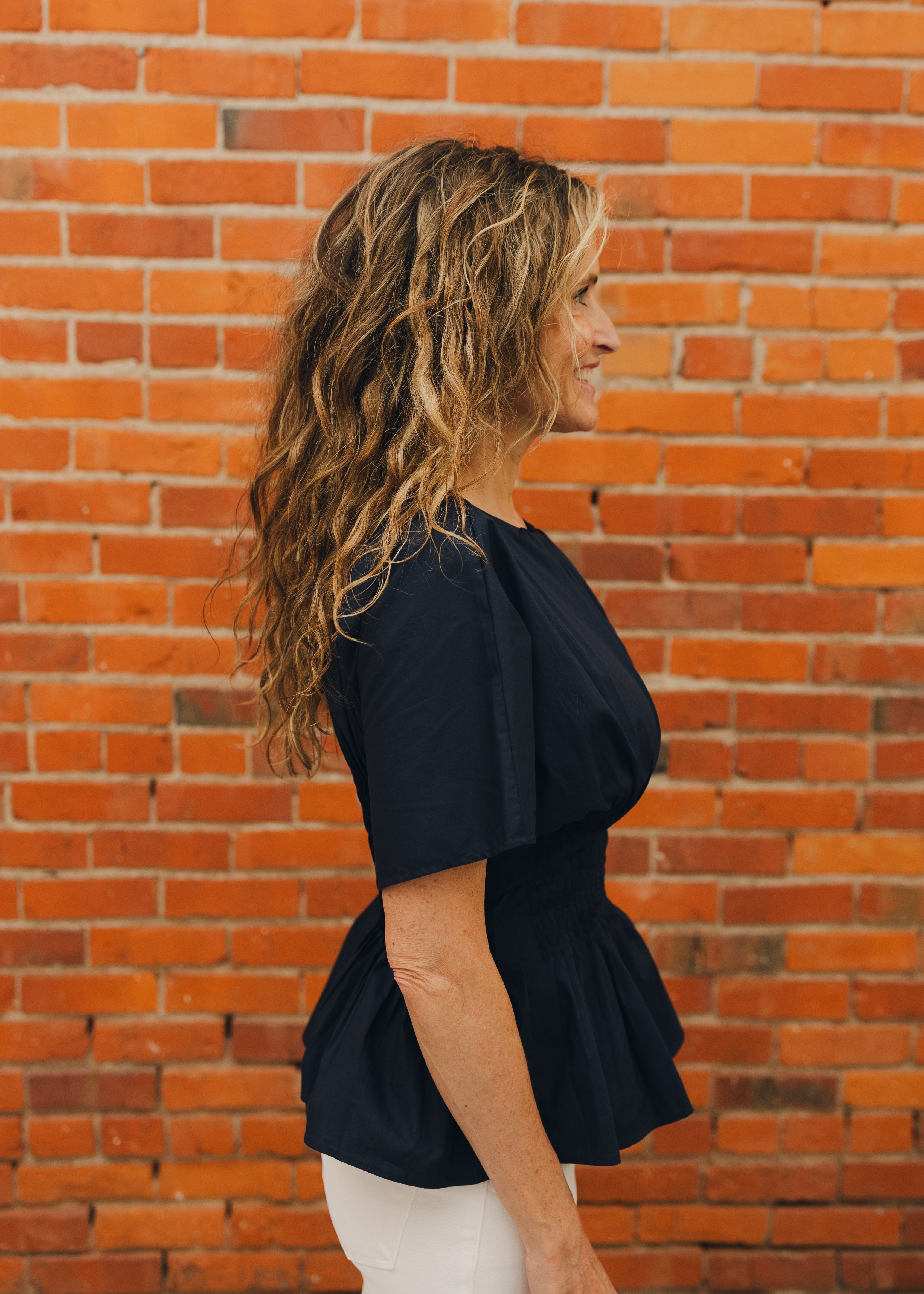 Pleated Waist Peplum Top