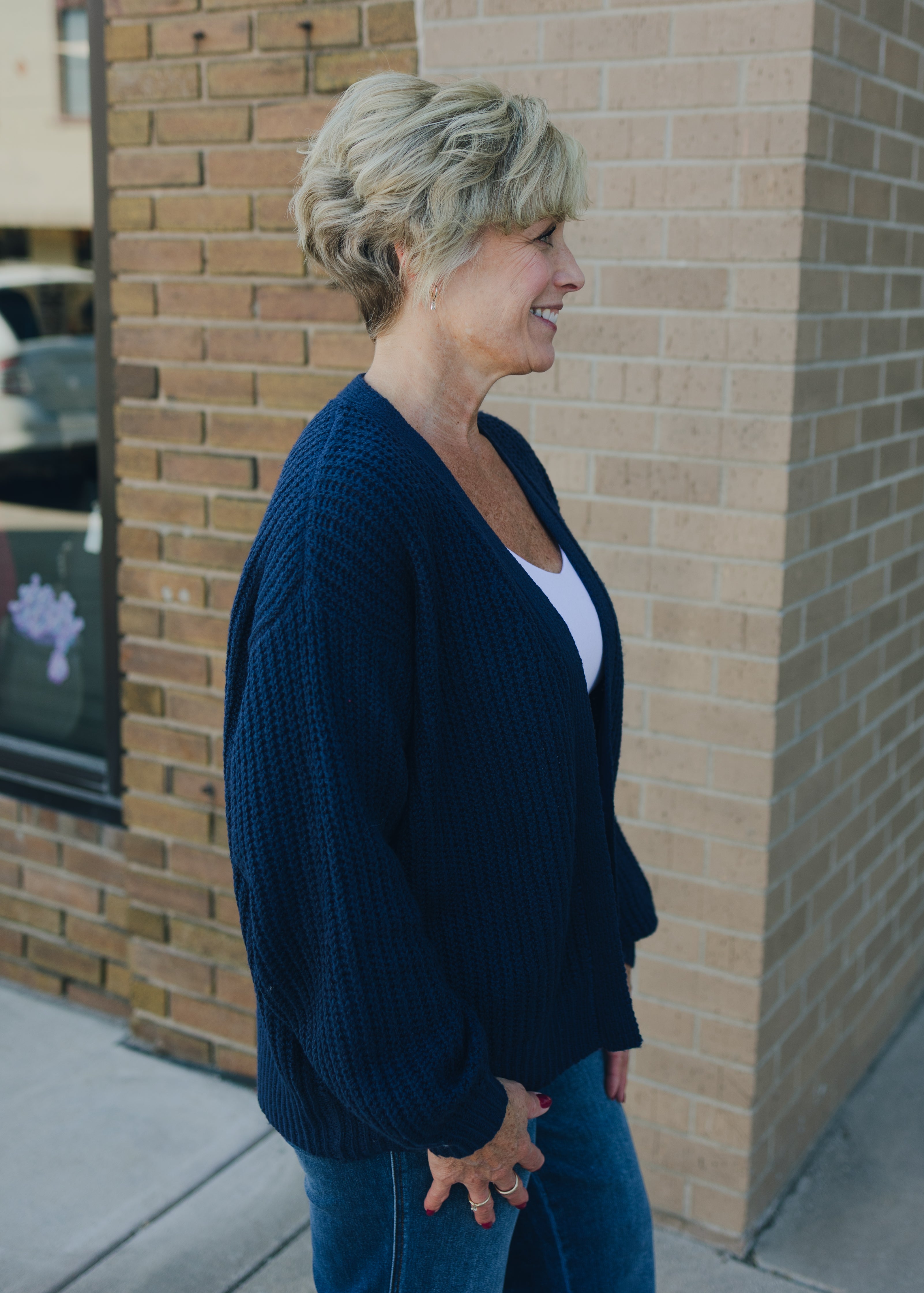 Open Front Balloon Sleeve Chunky Sweater