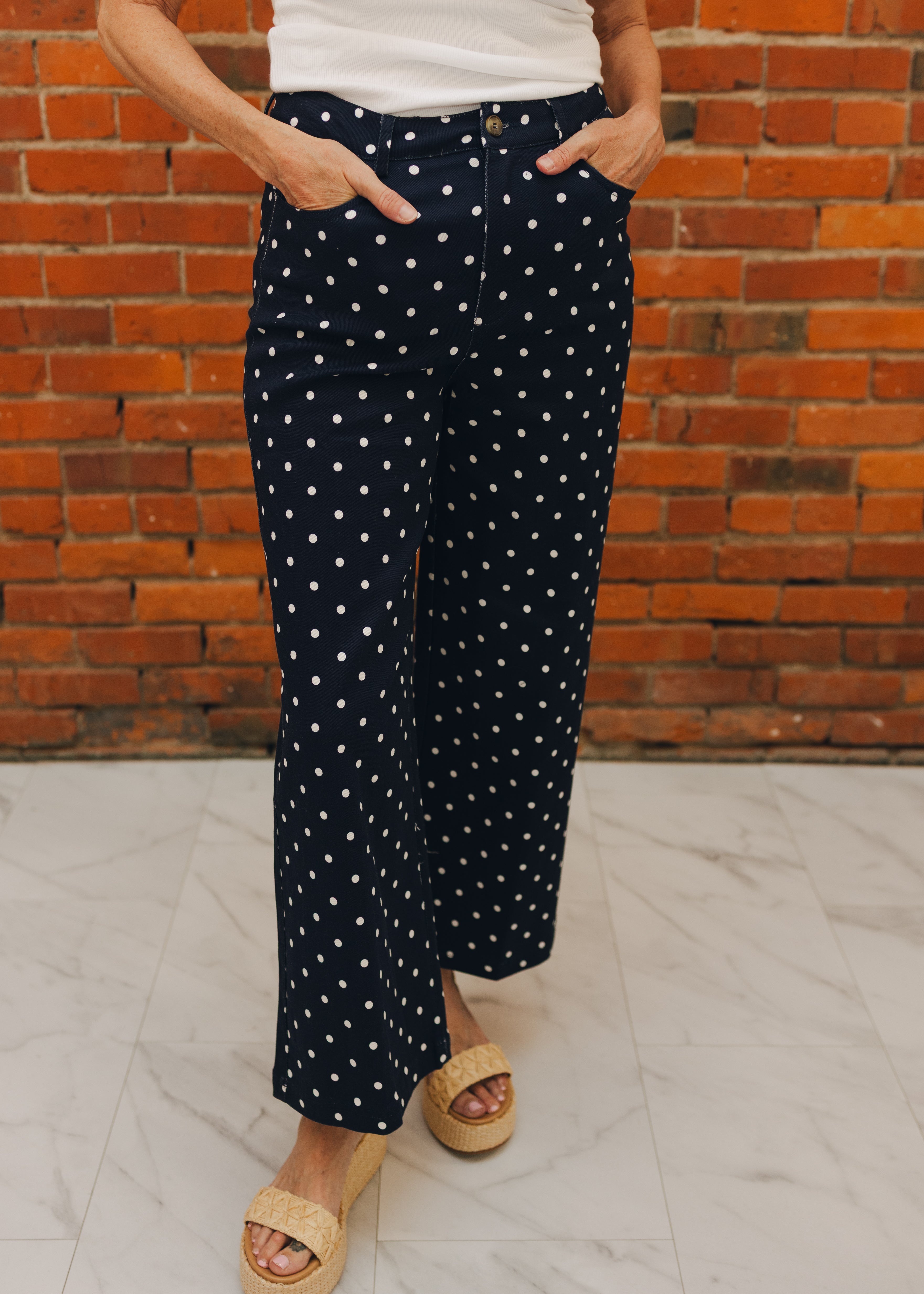 Polka Dot Straight Leg Jeans