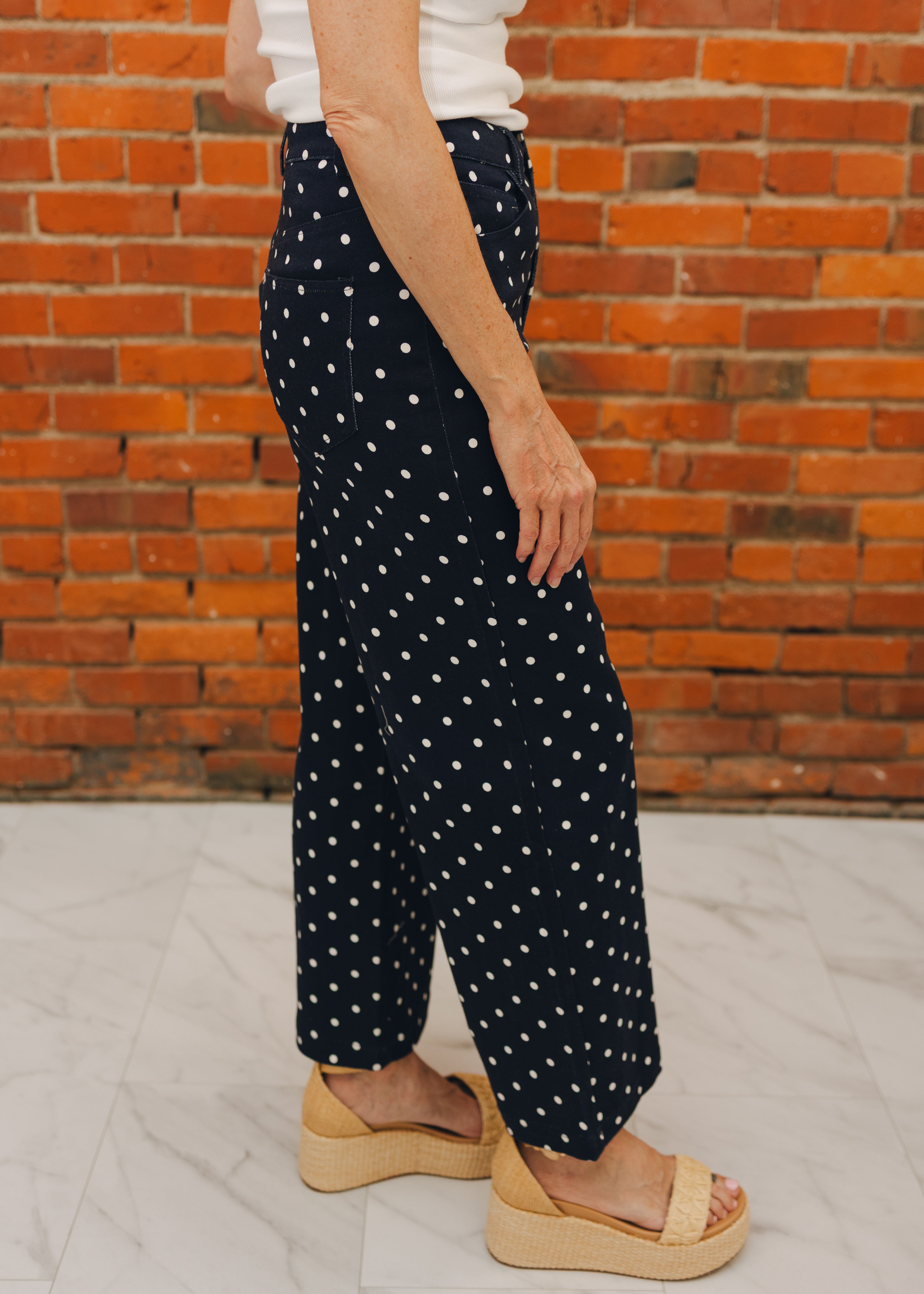 Polka Dot Straight Leg Jeans