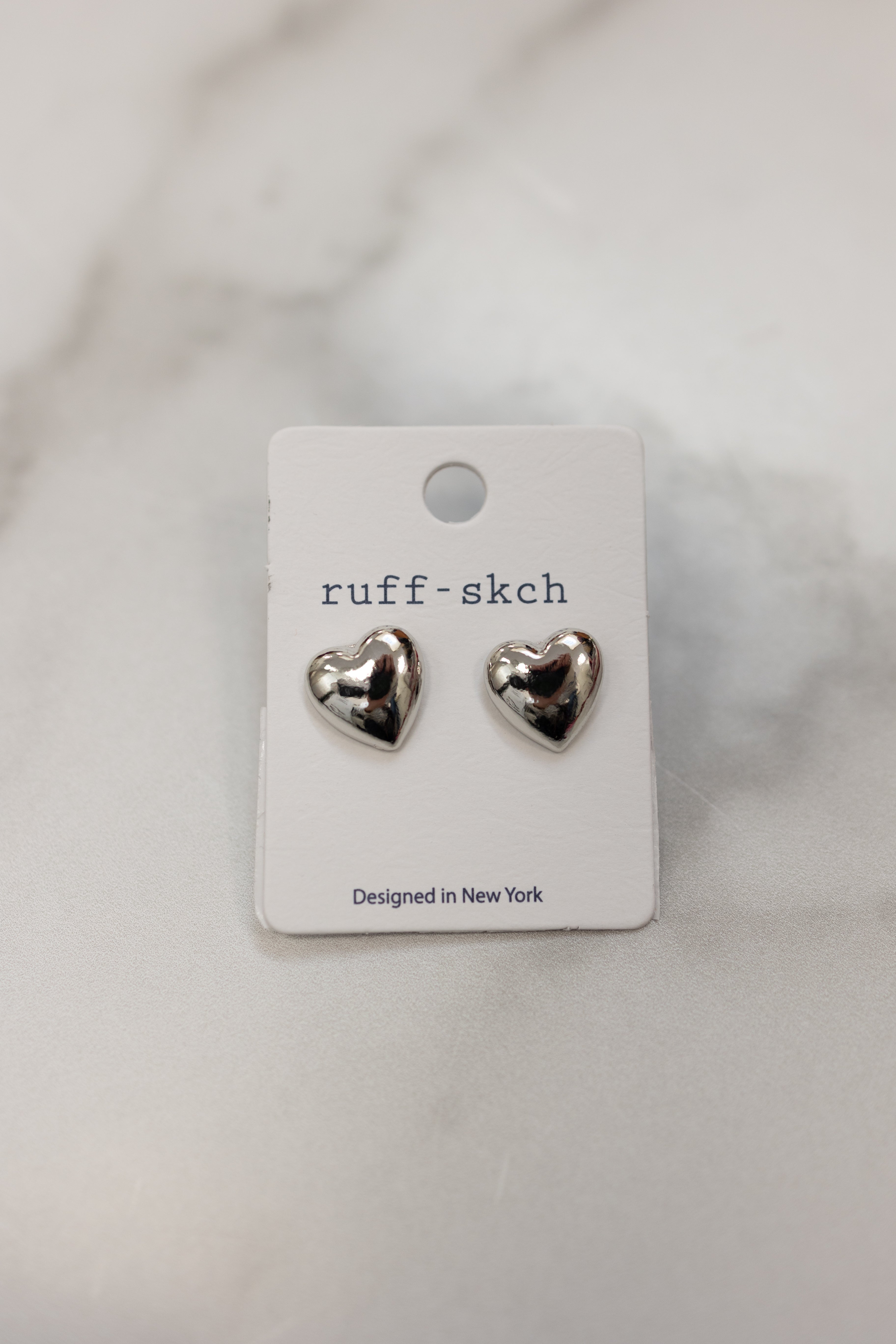 Heart Stud Earring - Silver