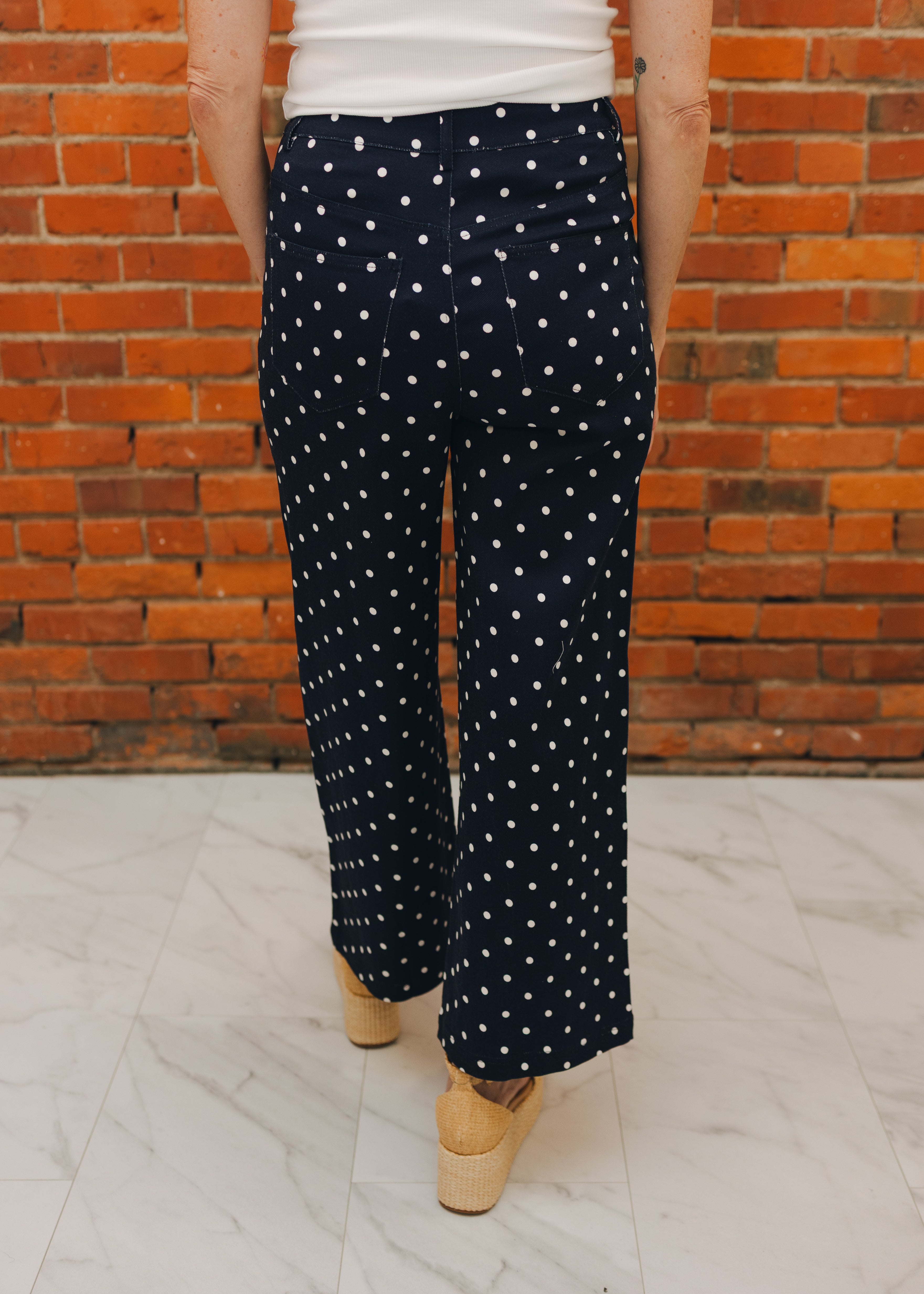 Polka Dot Straight Leg Jeans