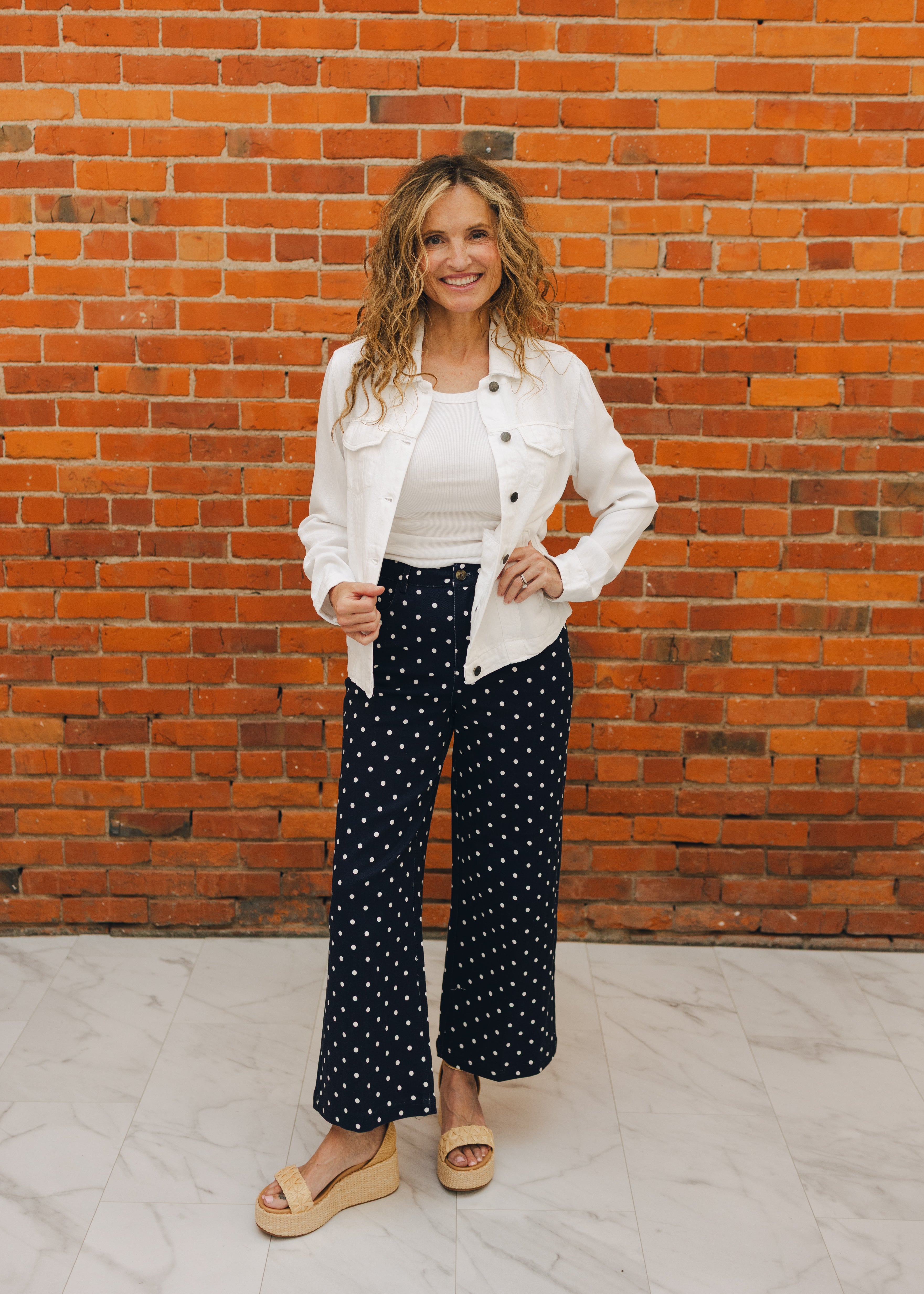Polka Dot Straight Leg Jeans