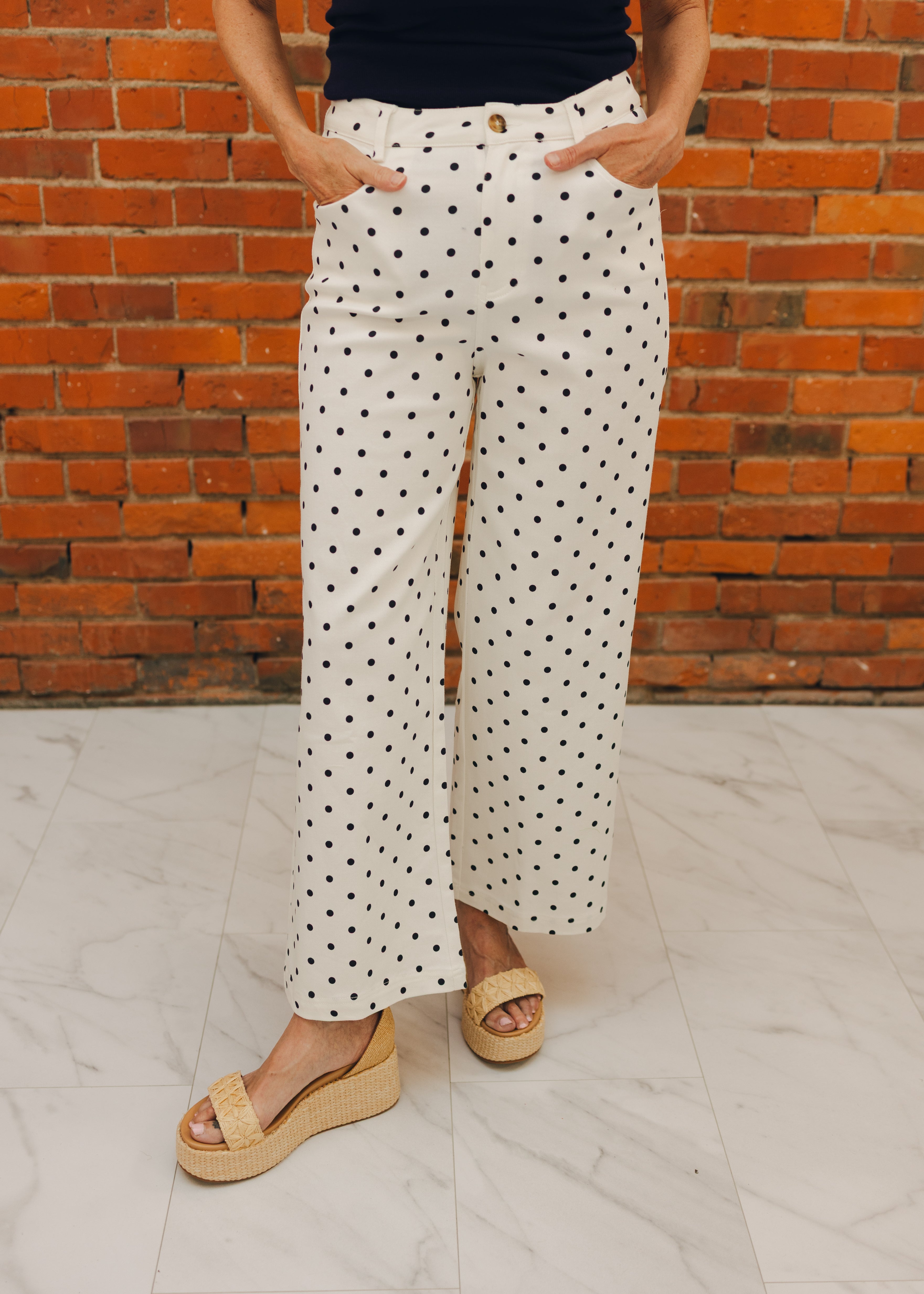 Polka Dot Straight Leg Jeans