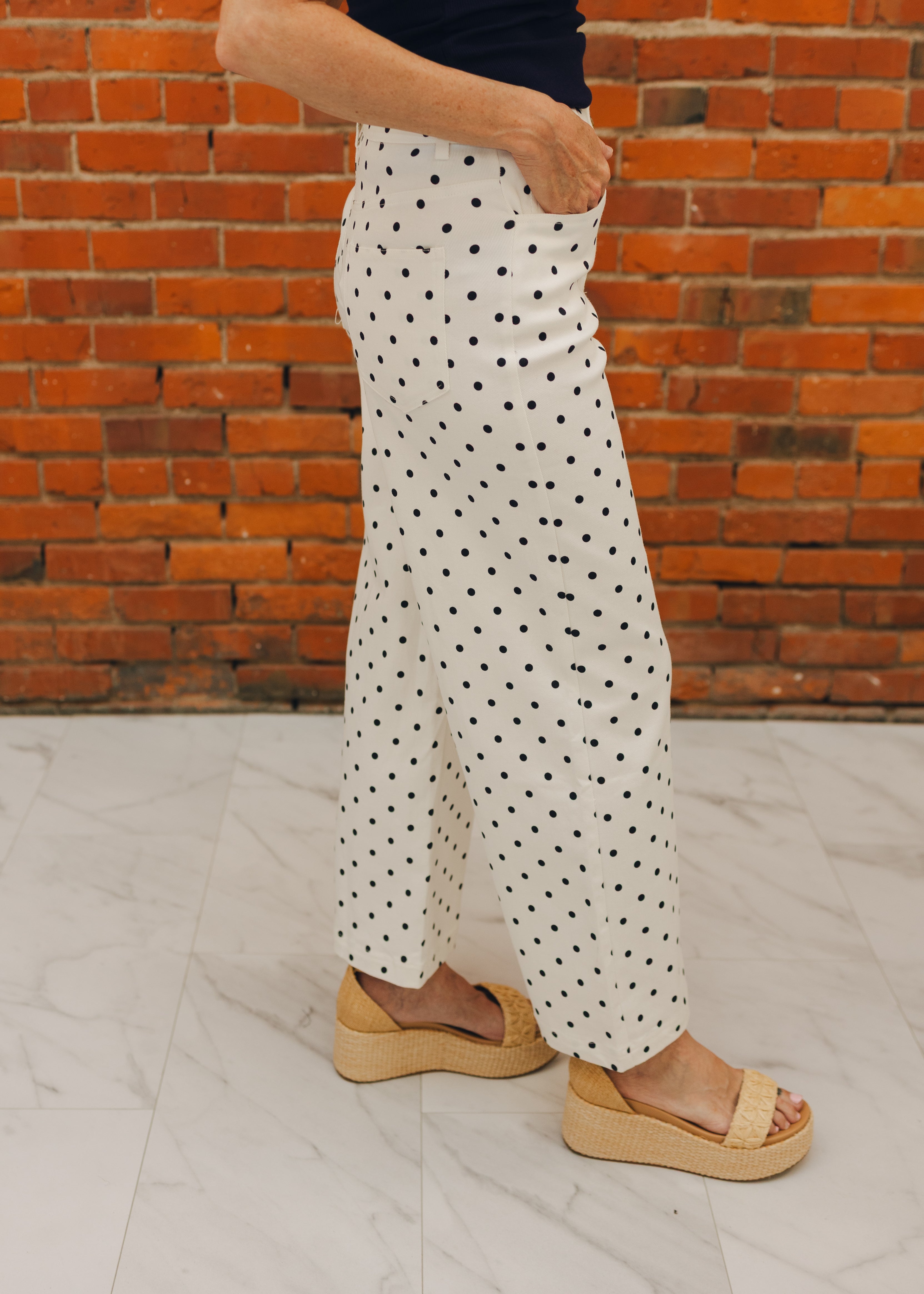 Polka Dot Straight Leg Jeans