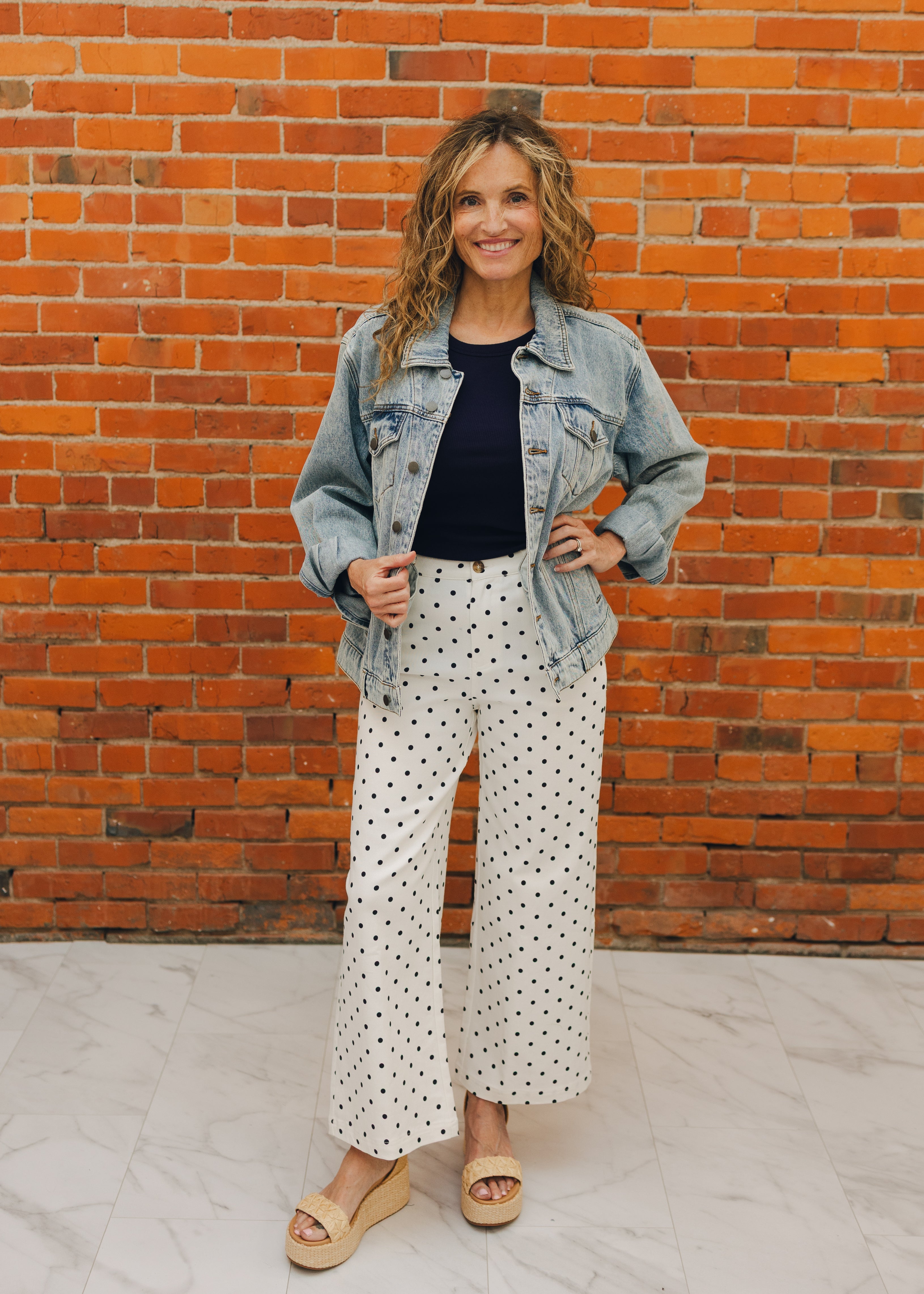 Polka Dot Straight Leg Jeans