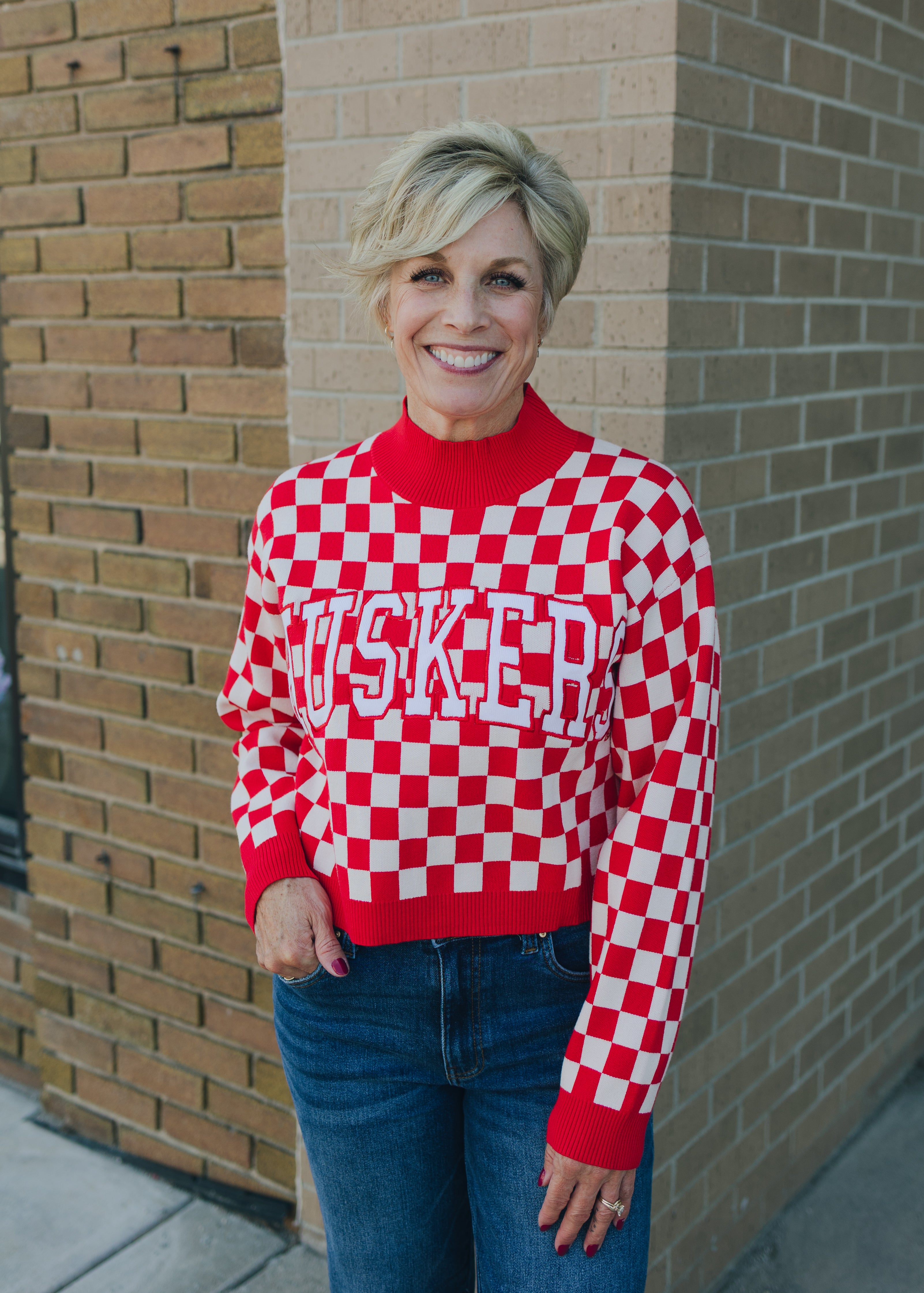 Nebraska Checkerboard Sweater