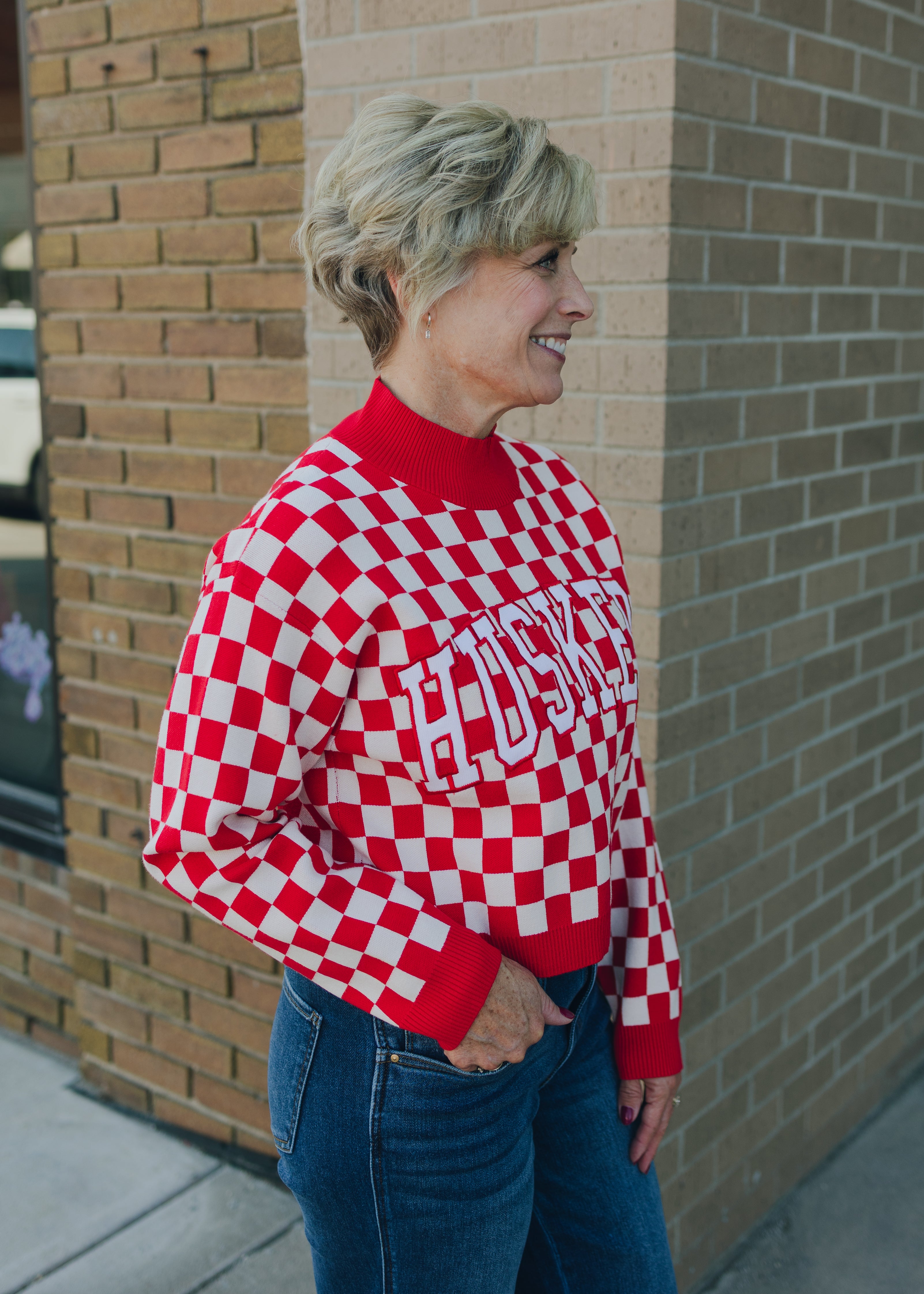 Nebraska Checkerboard Sweater