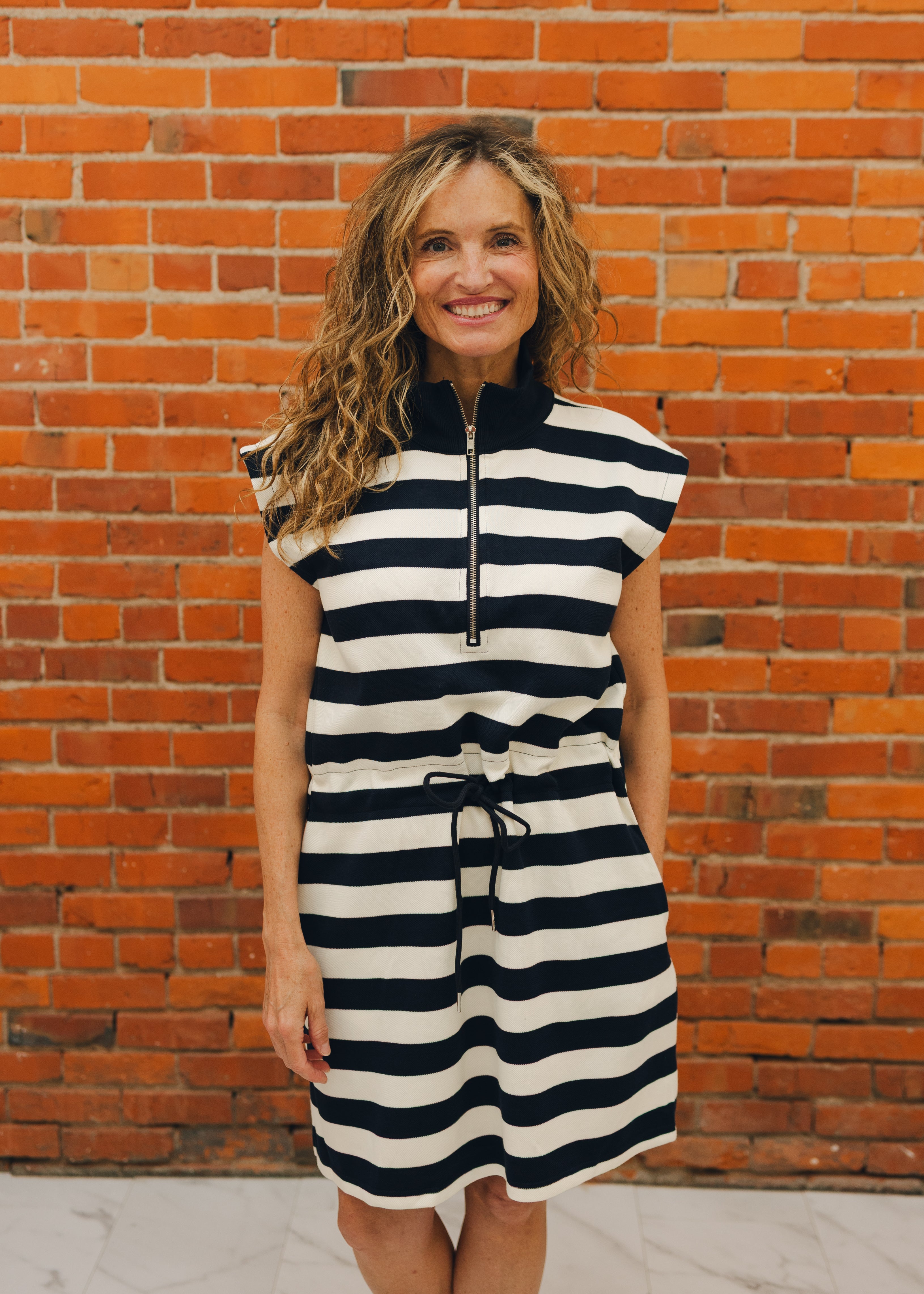 Knit Collared Striped Mini Dress