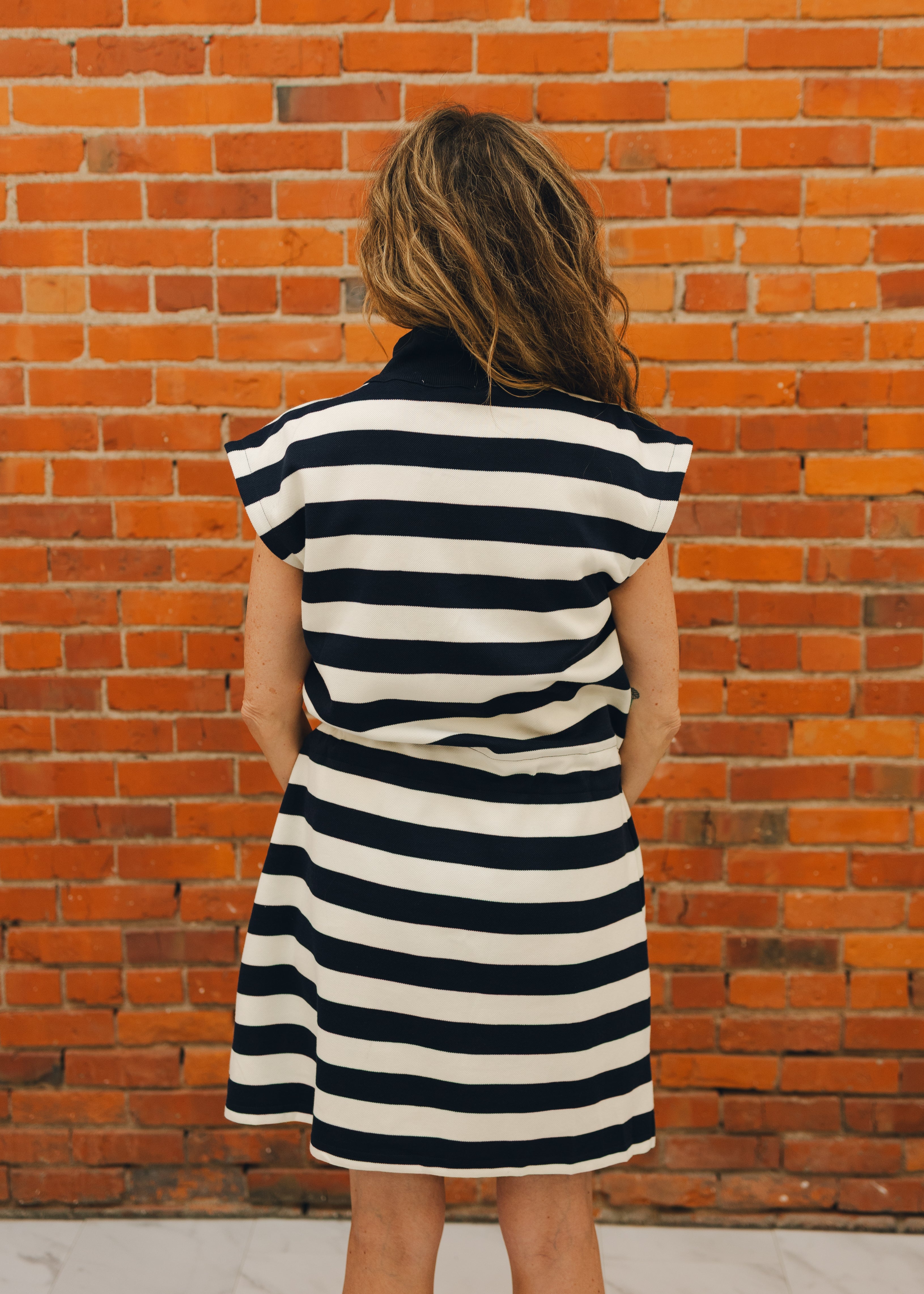 Knit Collared Striped Mini Dress