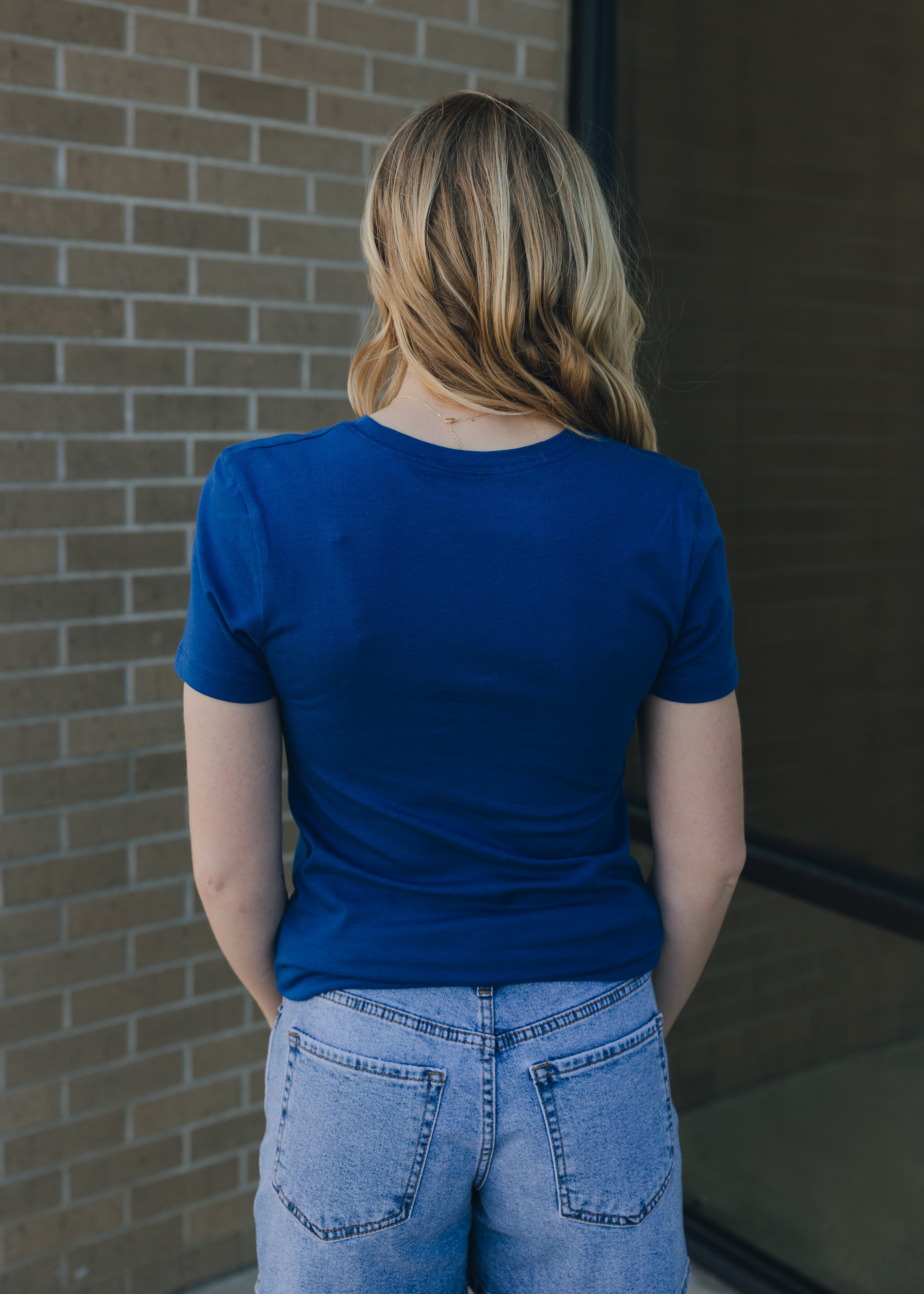 Basic Cotton Crew Neck Tee - Lt. Navy