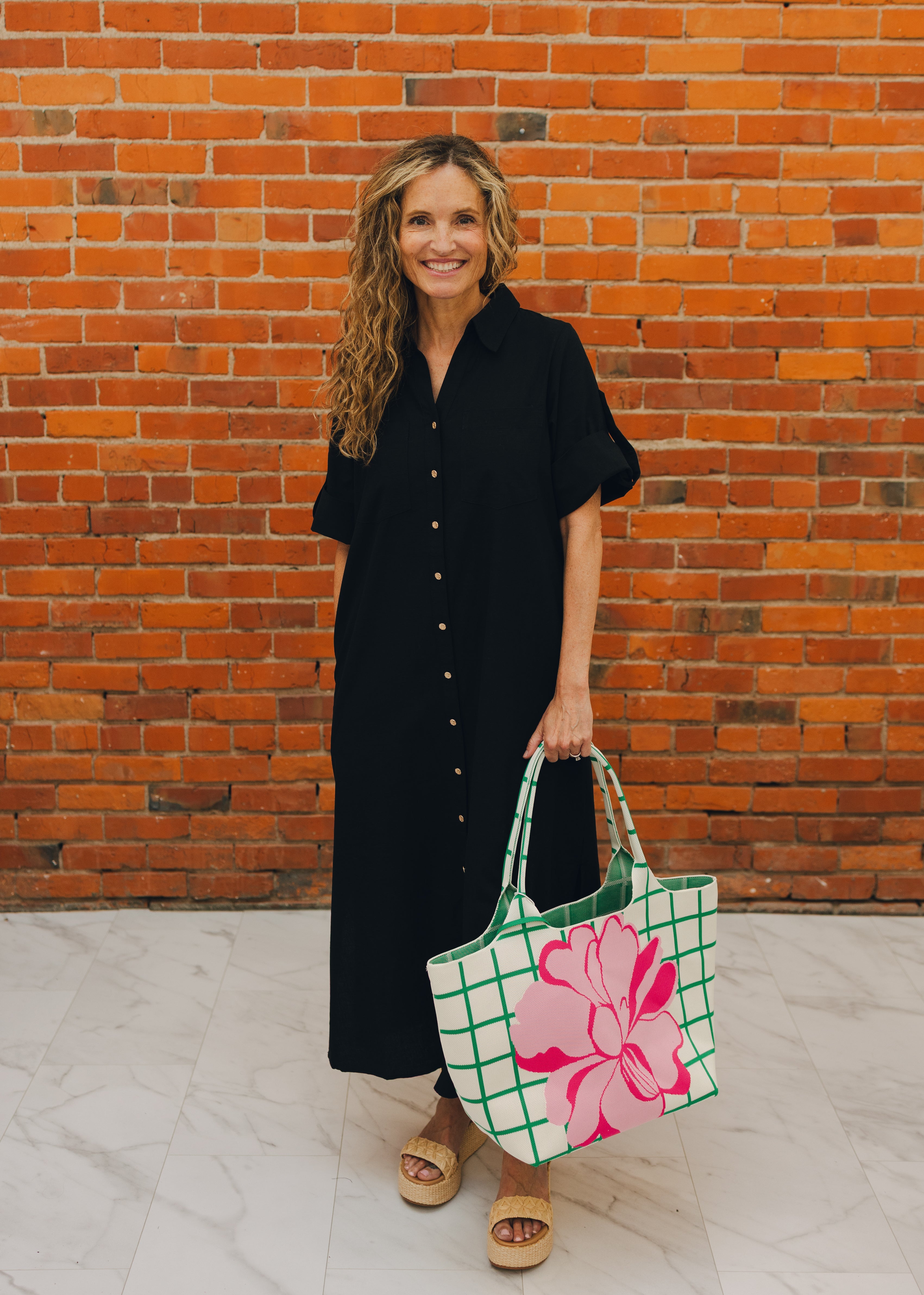 Roll Up Sleeve Button Up Dress