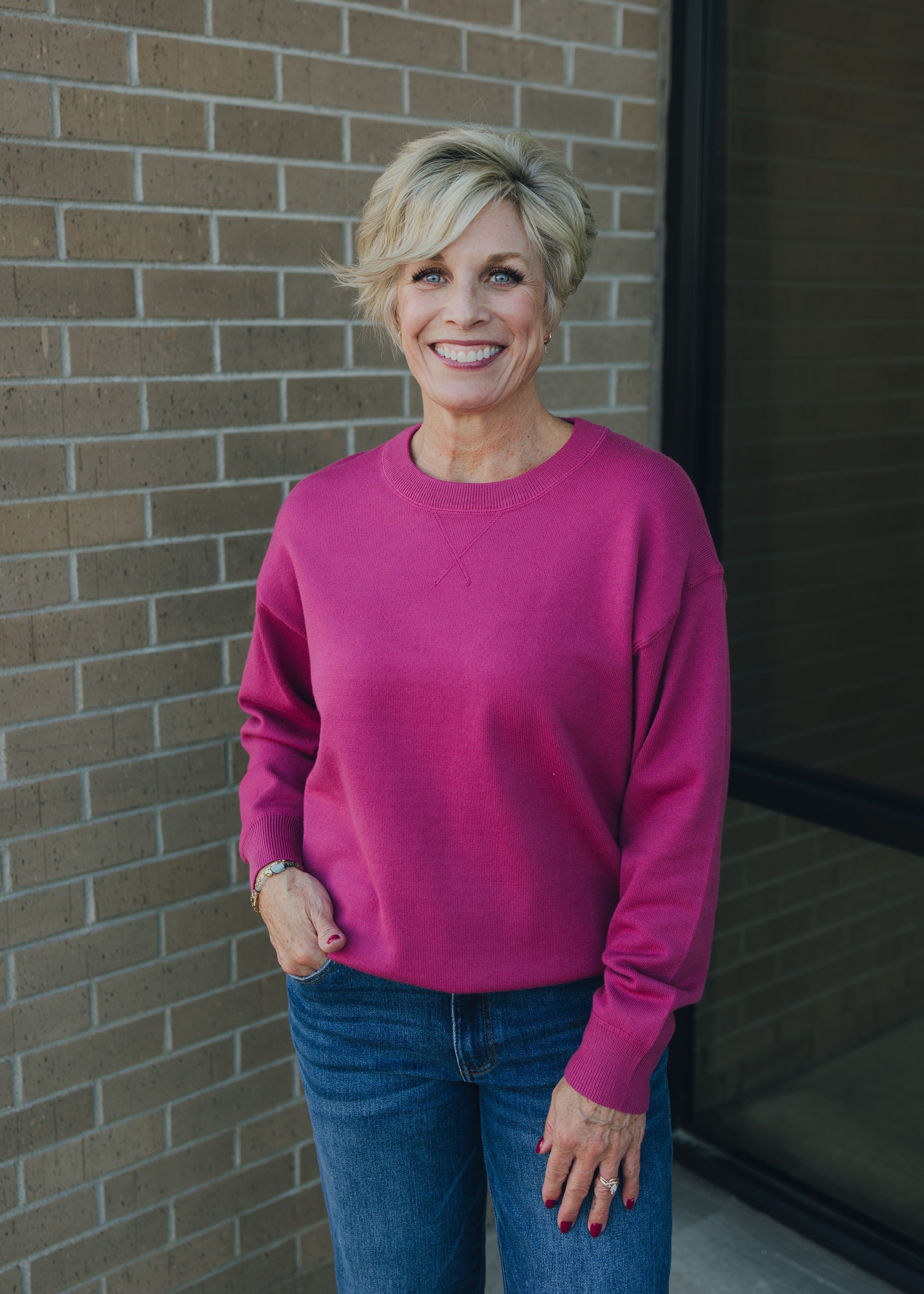 Crew Neck Long Sleeve Solid Sweater