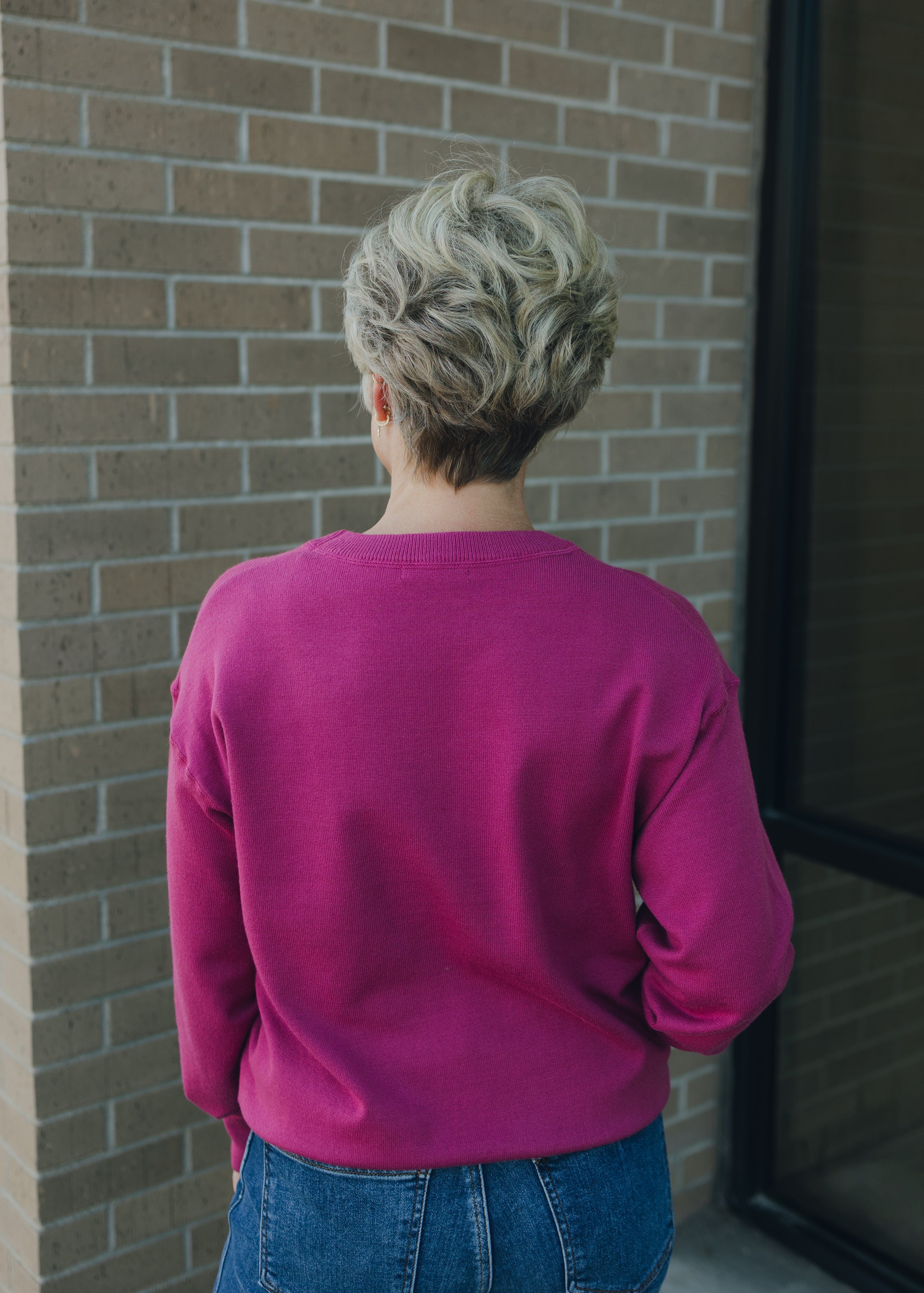 Crew Neck Long Sleeve Solid Sweater