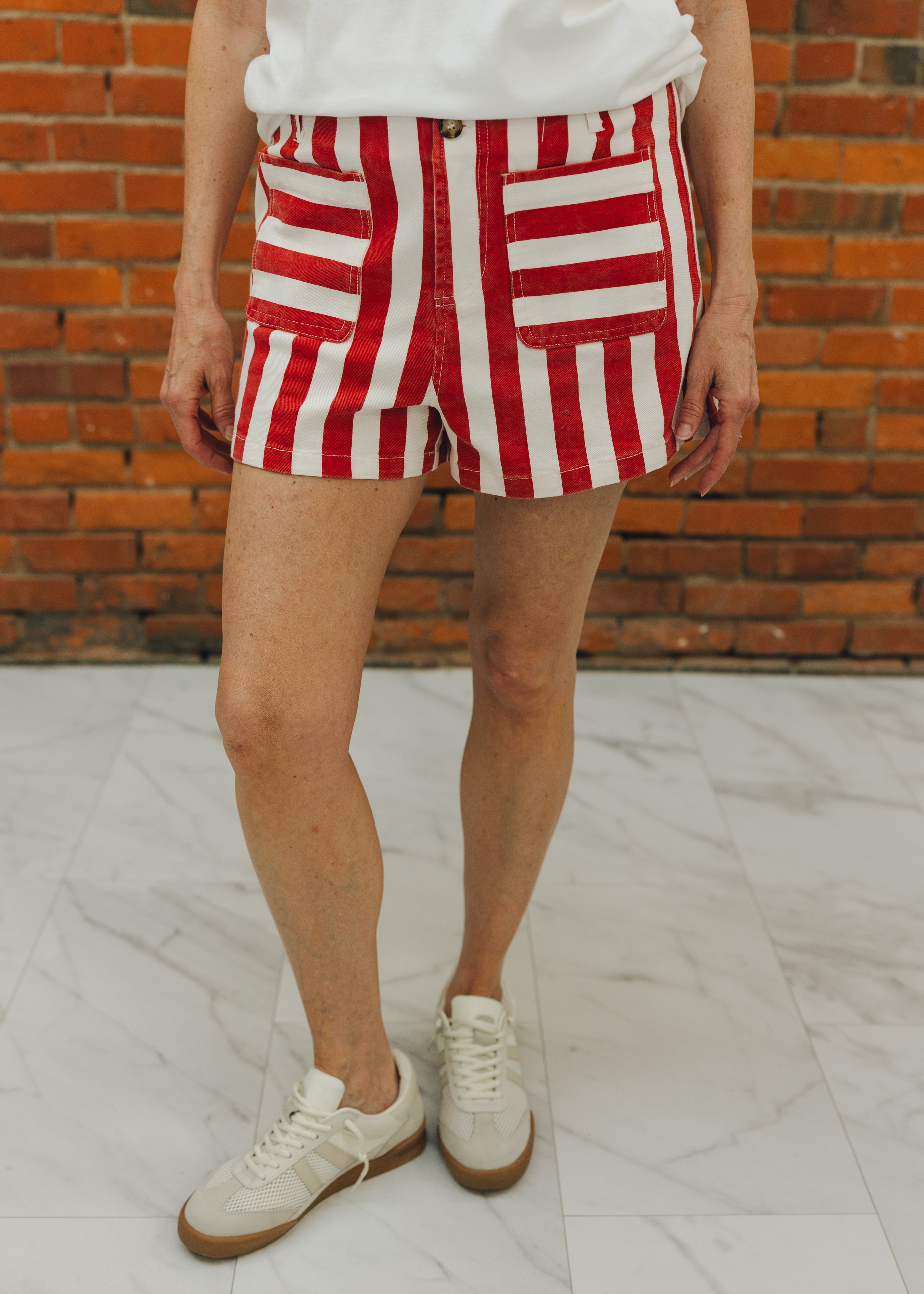 Mineral Washed Striped Shorts