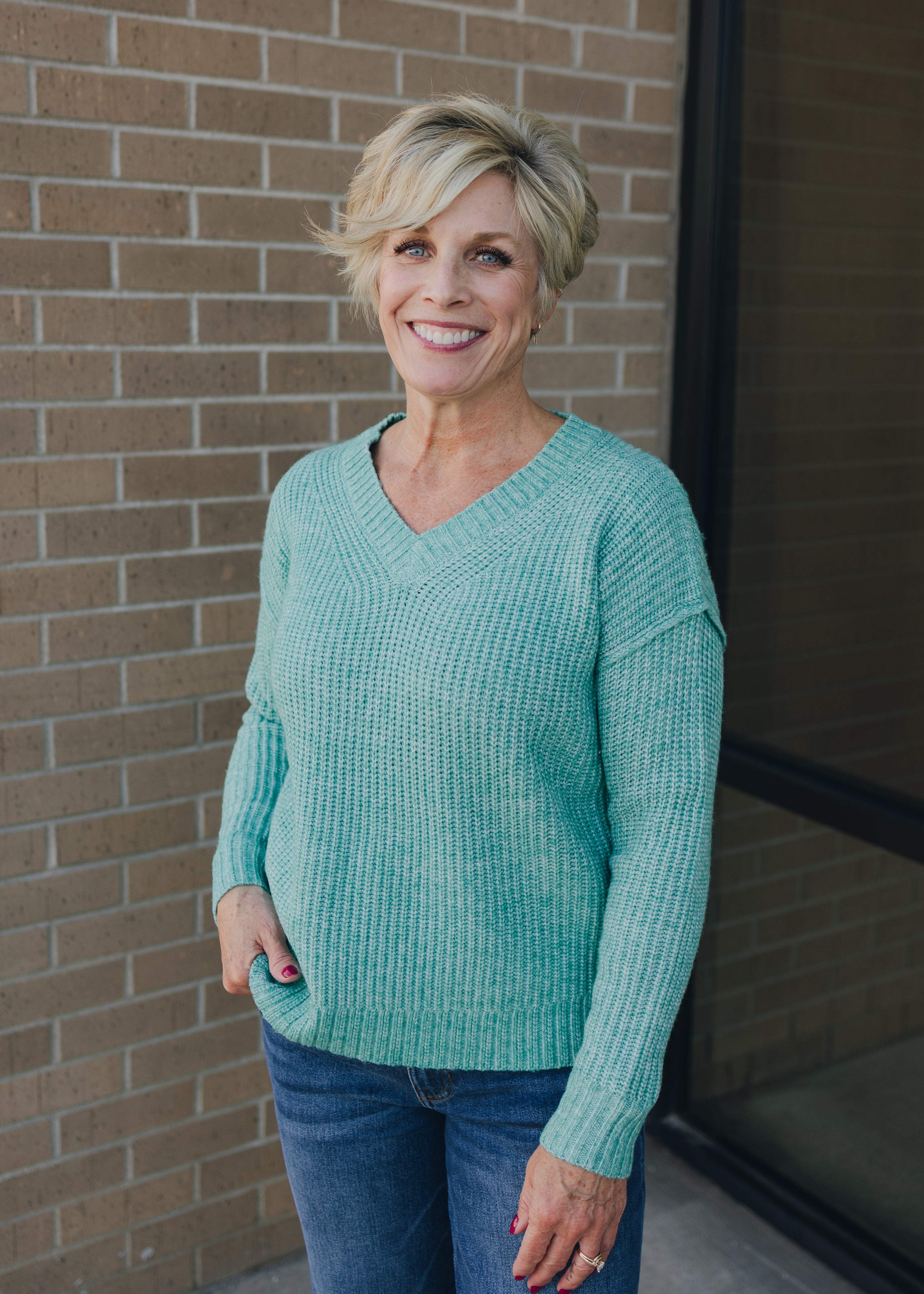 V Neck Super Soft Marled Sweater