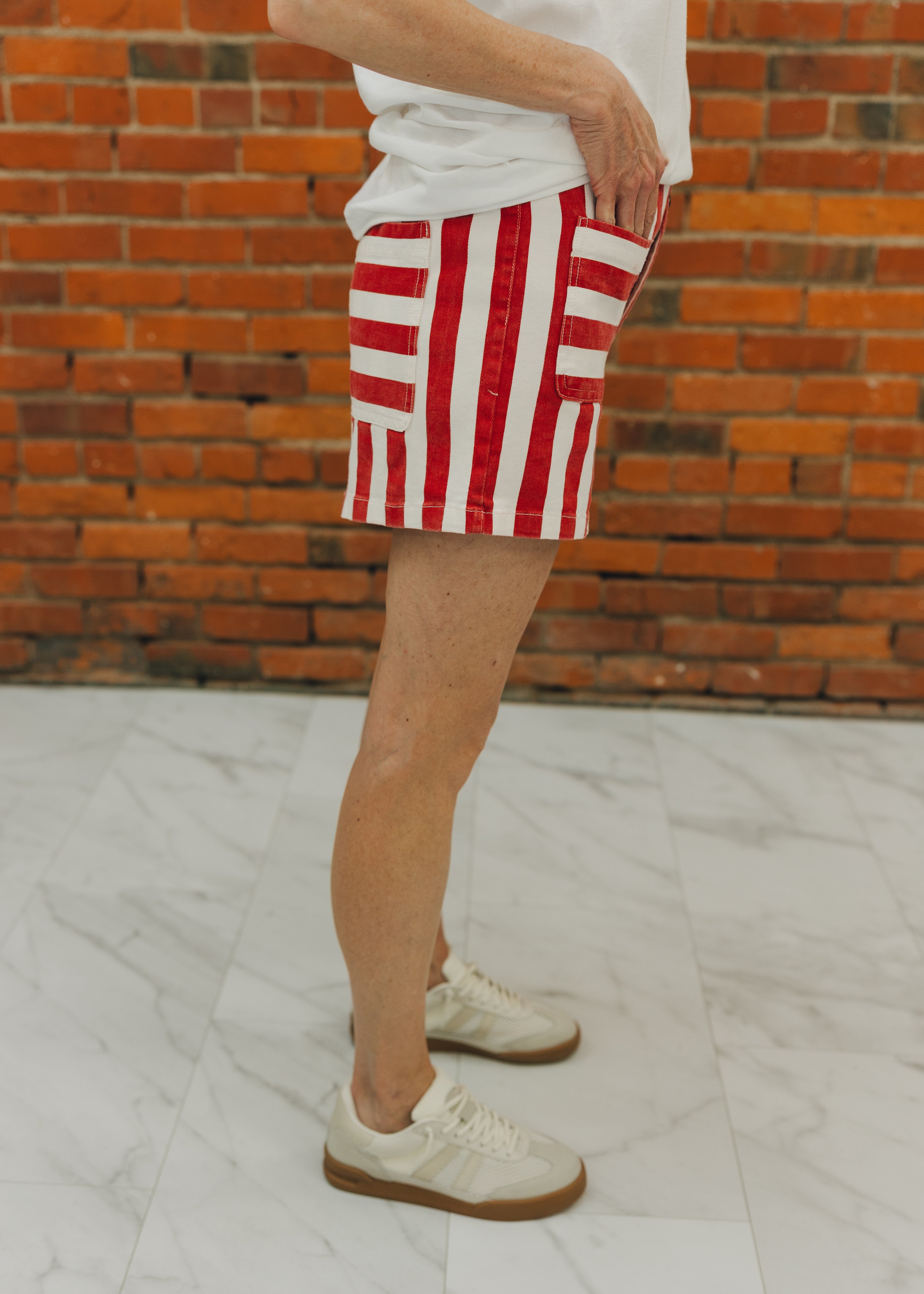 Mineral Washed Striped Shorts