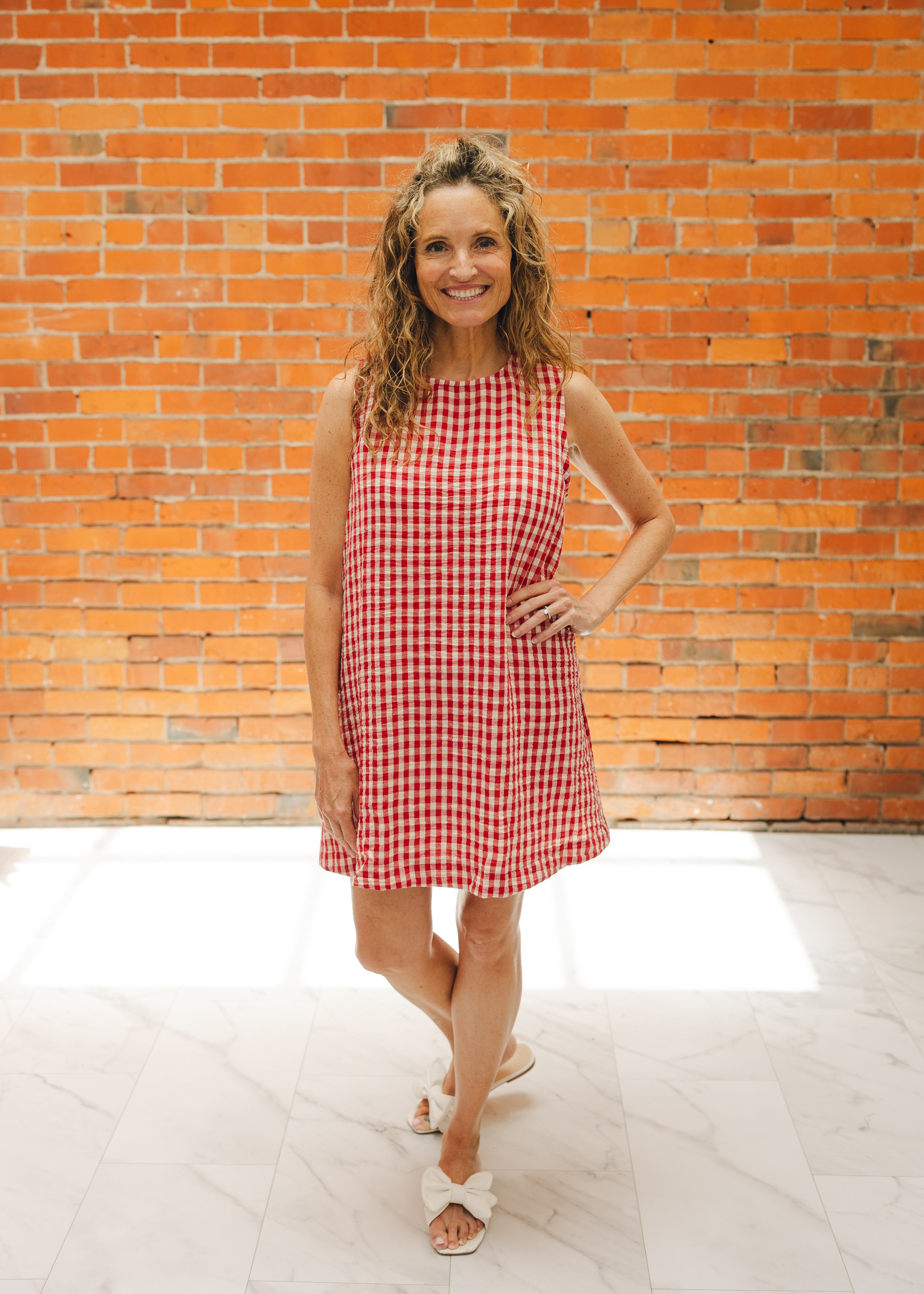 Gingham Tie Back Sleeveless Dress
