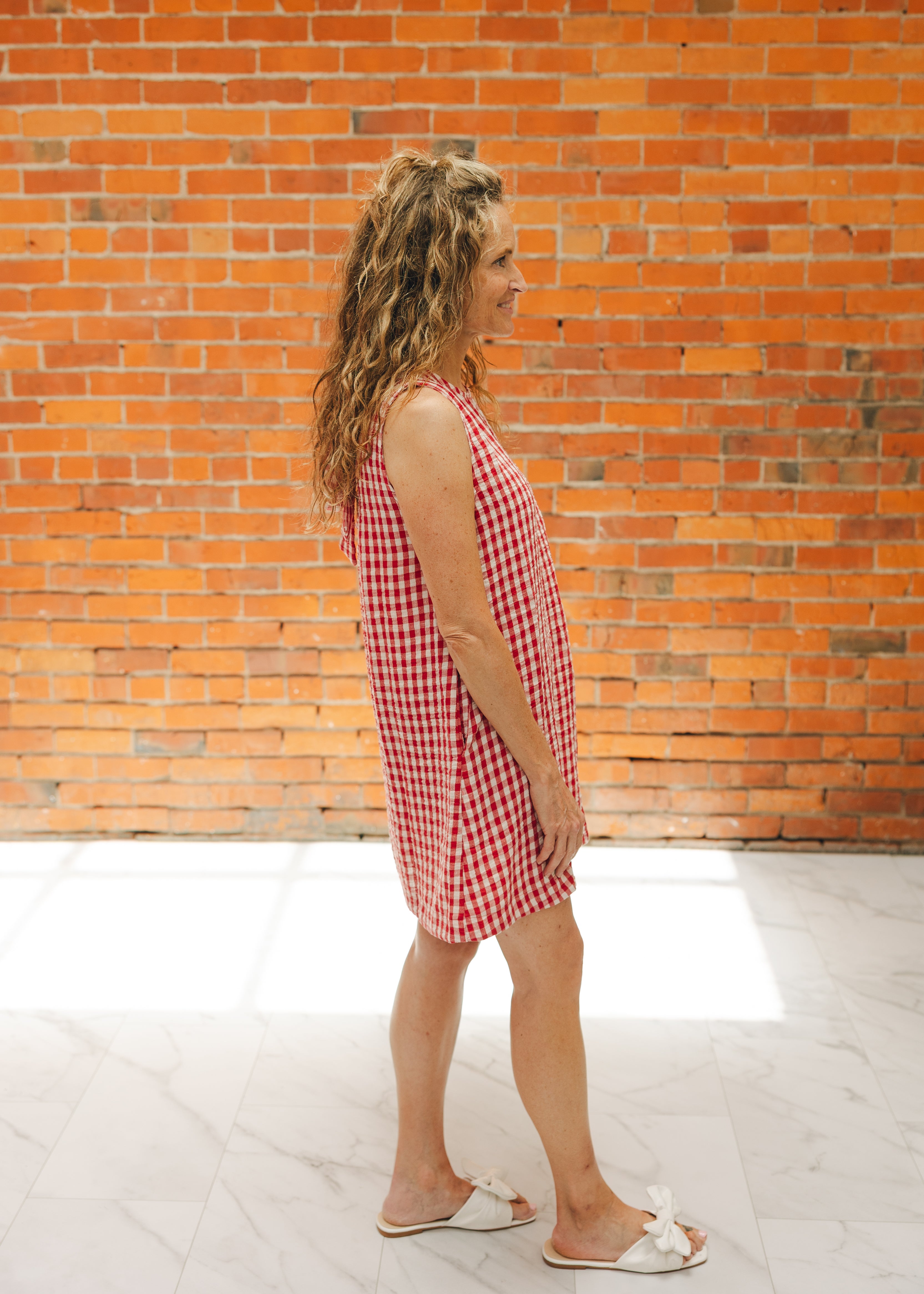 Gingham Tie Back Sleeveless Dress