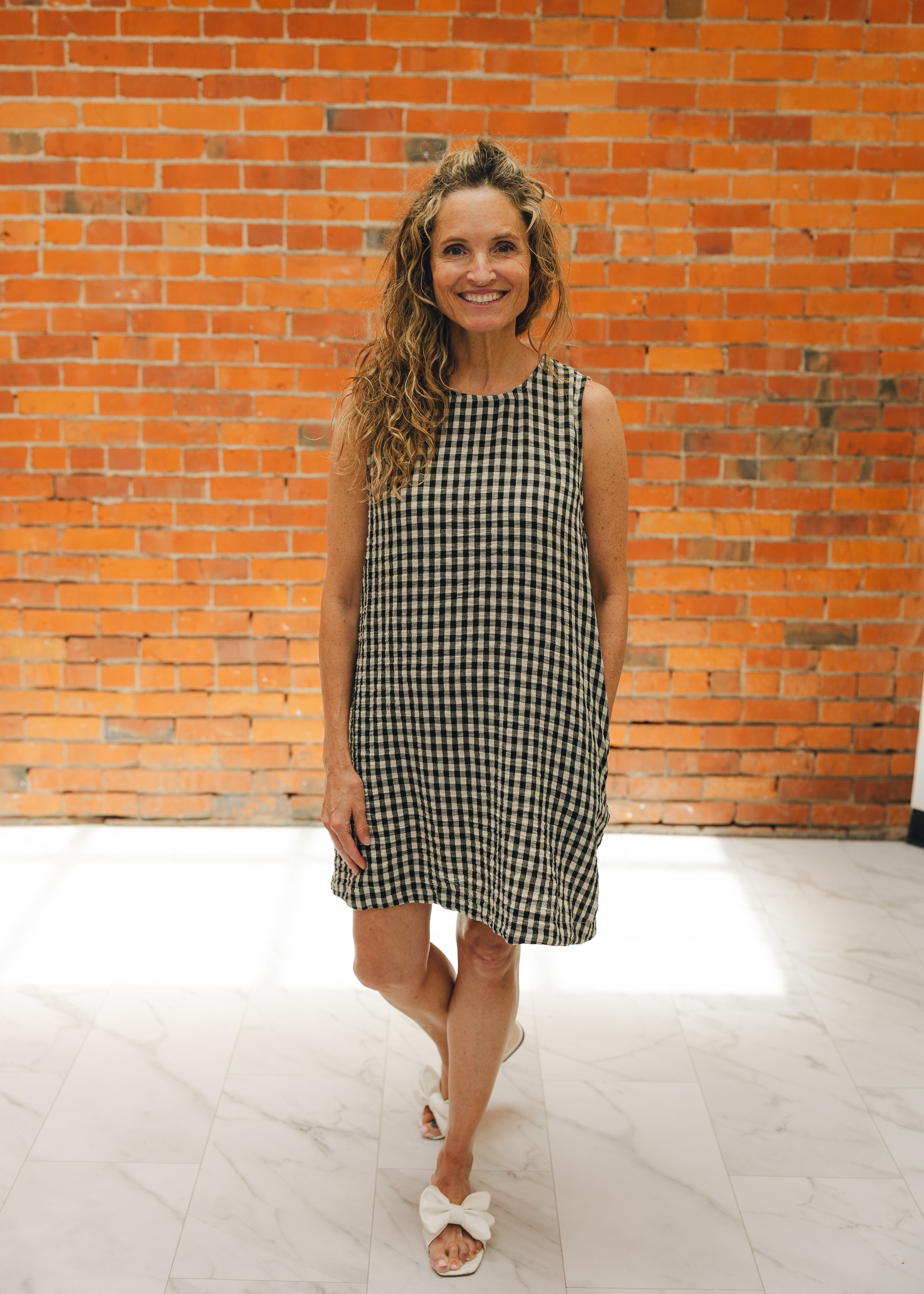 Gingham Tie Back Sleeveless Dress