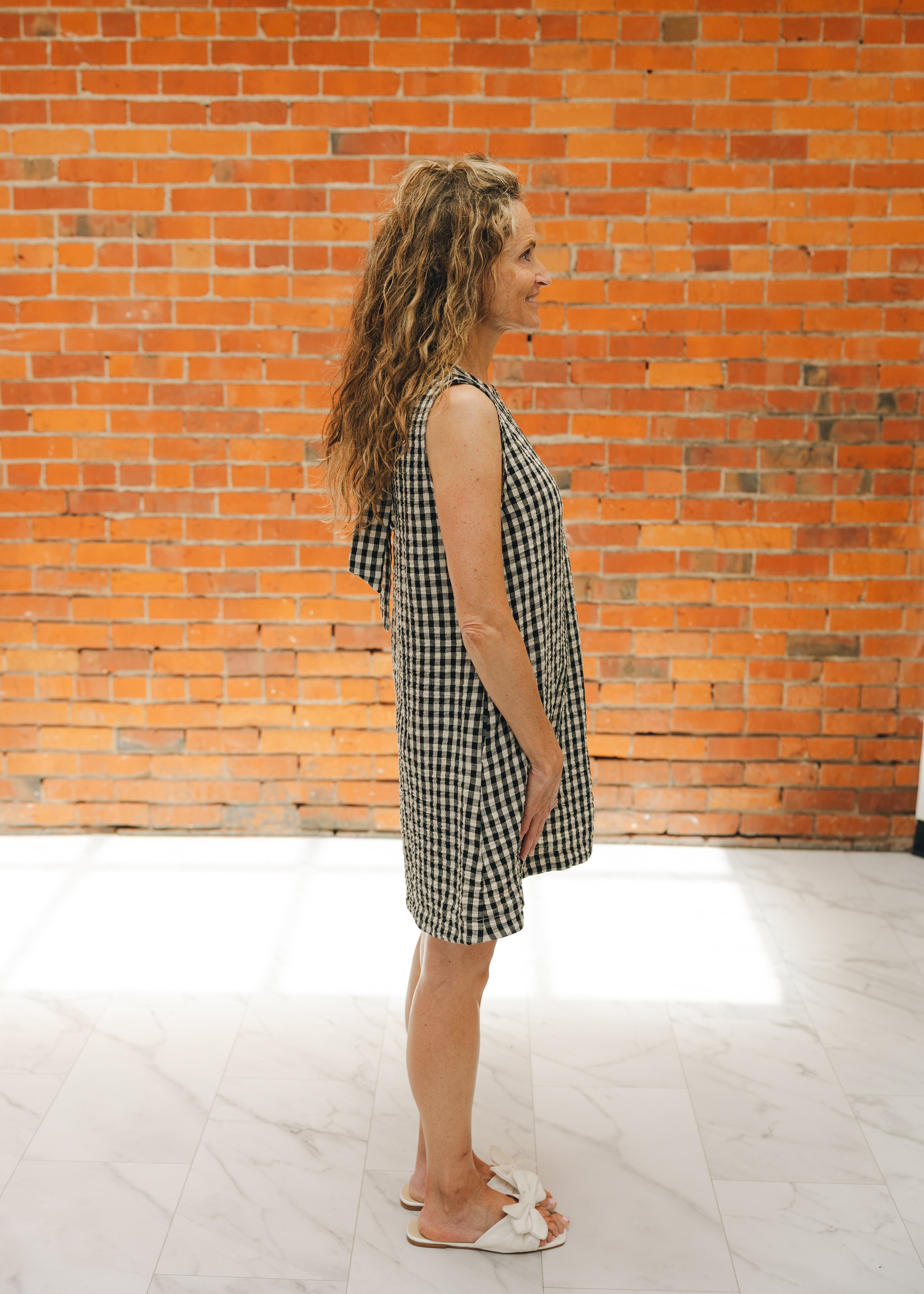 Gingham Tie Back Sleeveless Dress