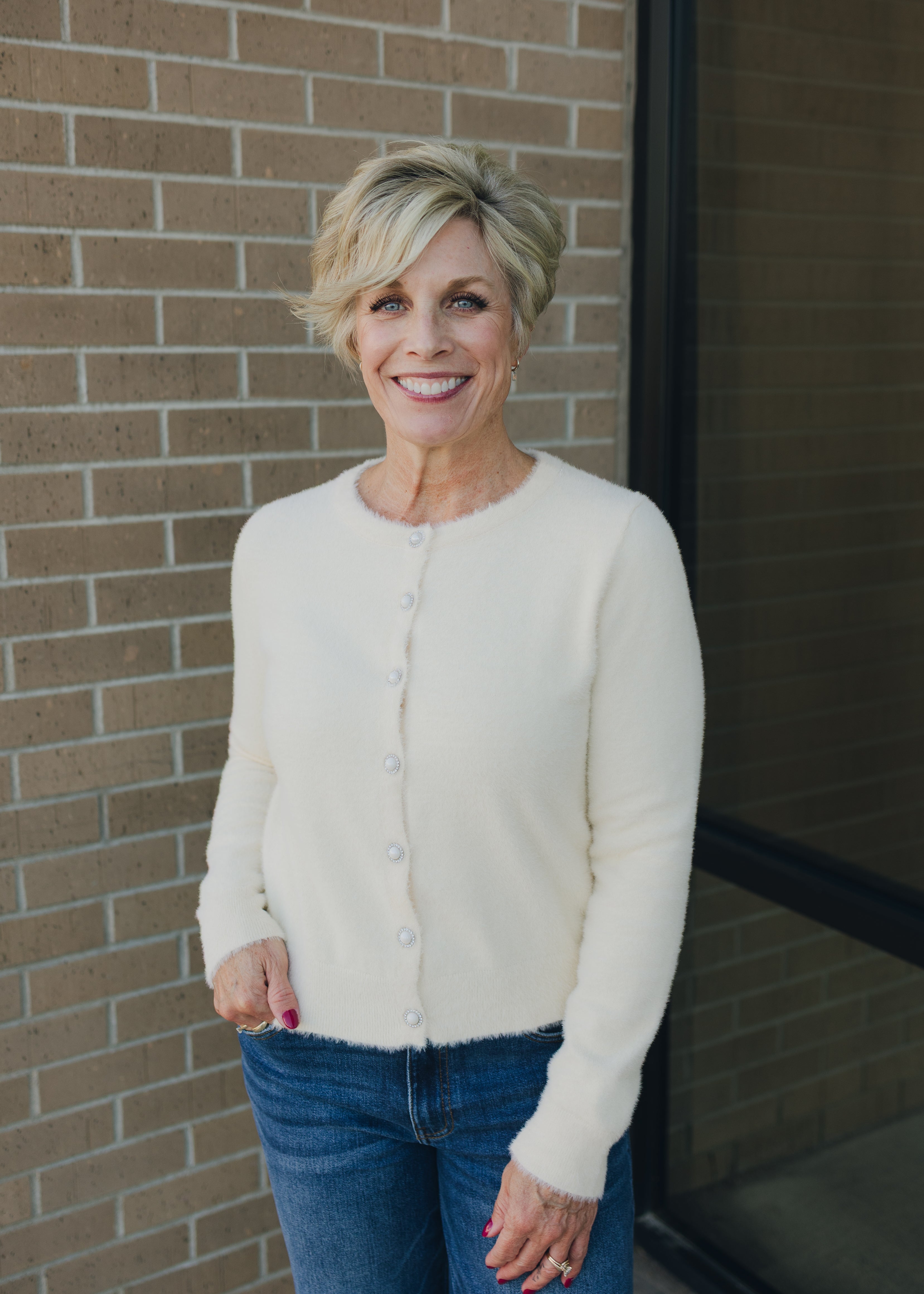 Molly Bracken Pearl Button Cardigan - Off White