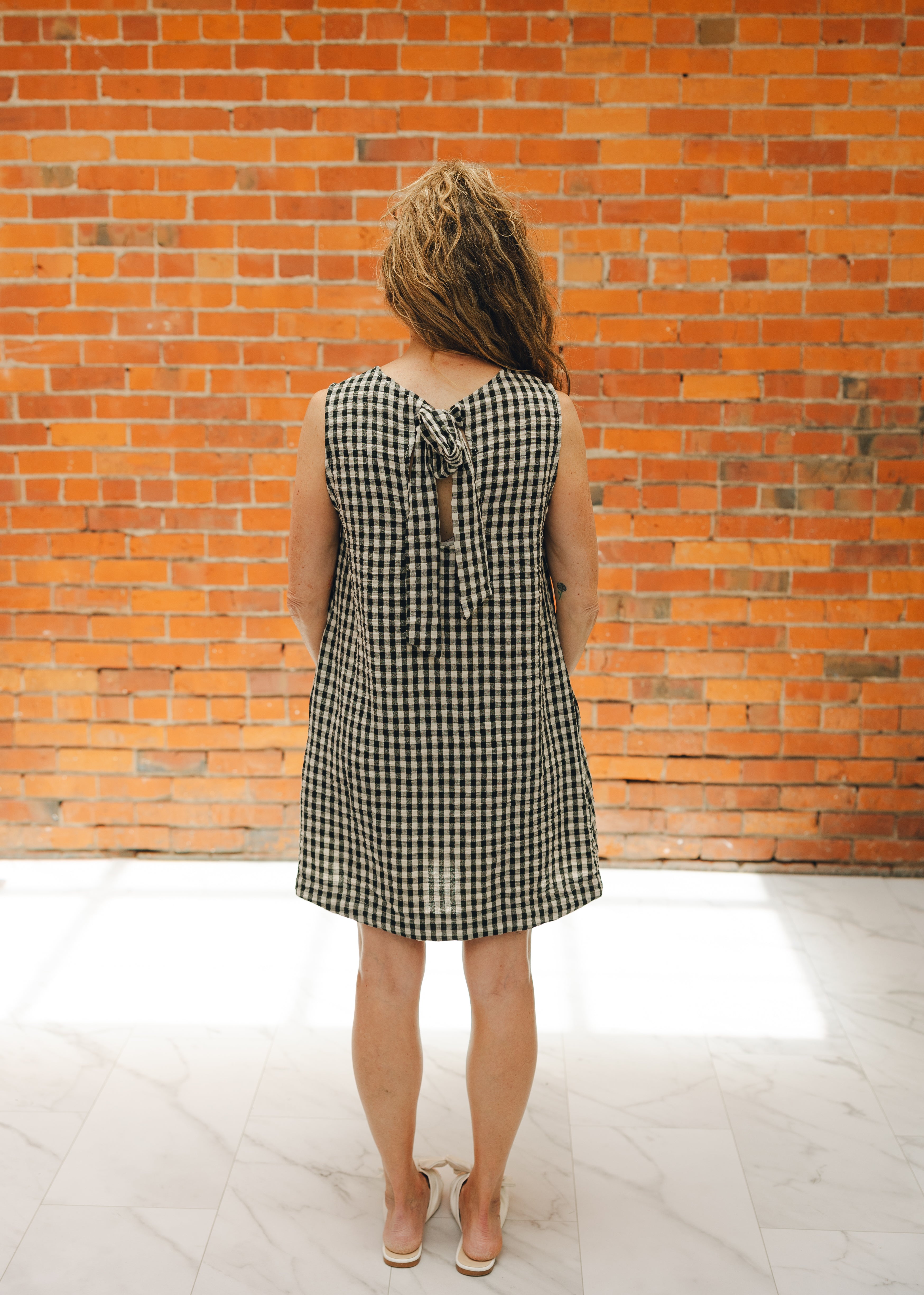 Gingham Tie Back Sleeveless Dress