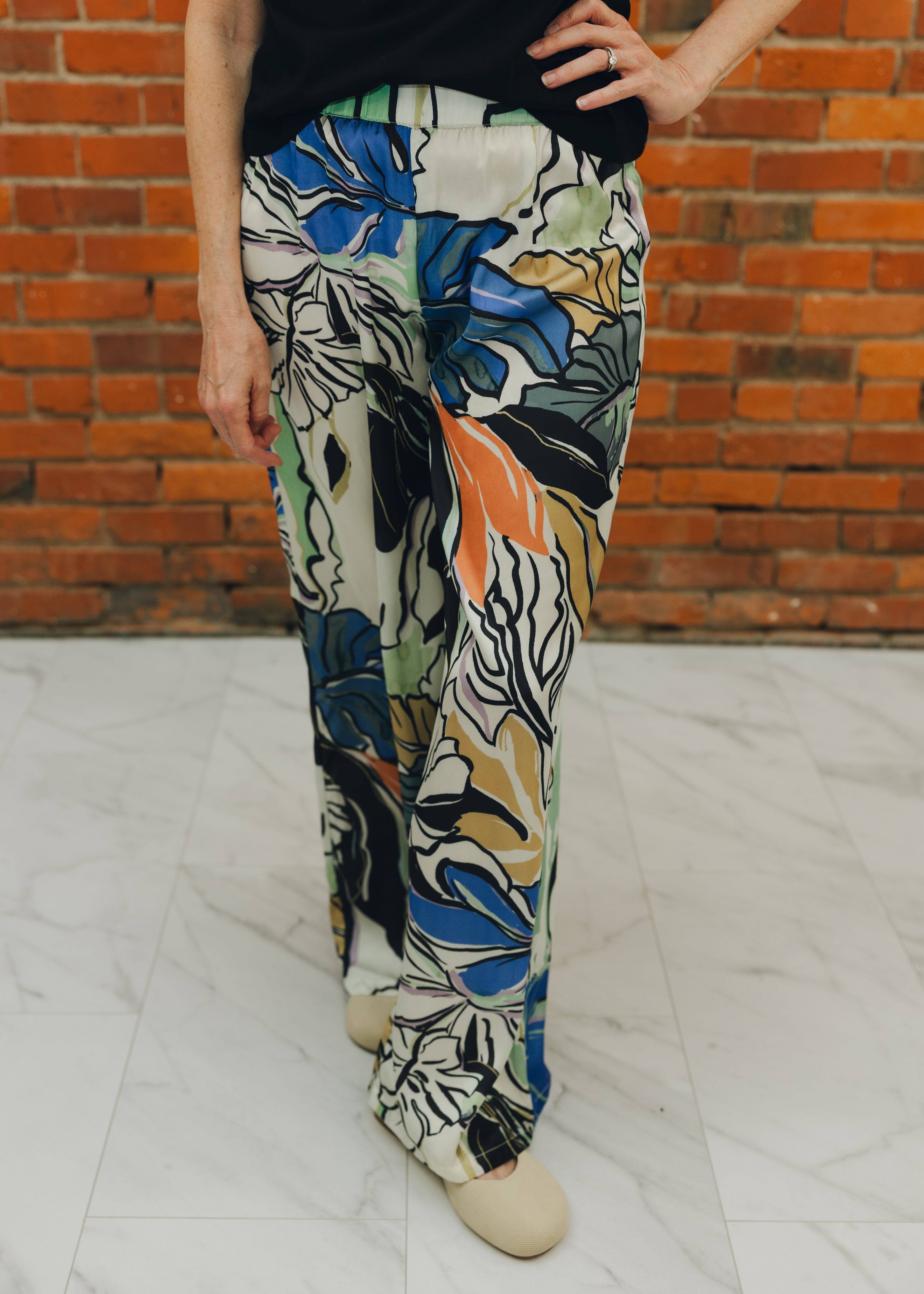 Elan Botanical Elastic Waistband Pant