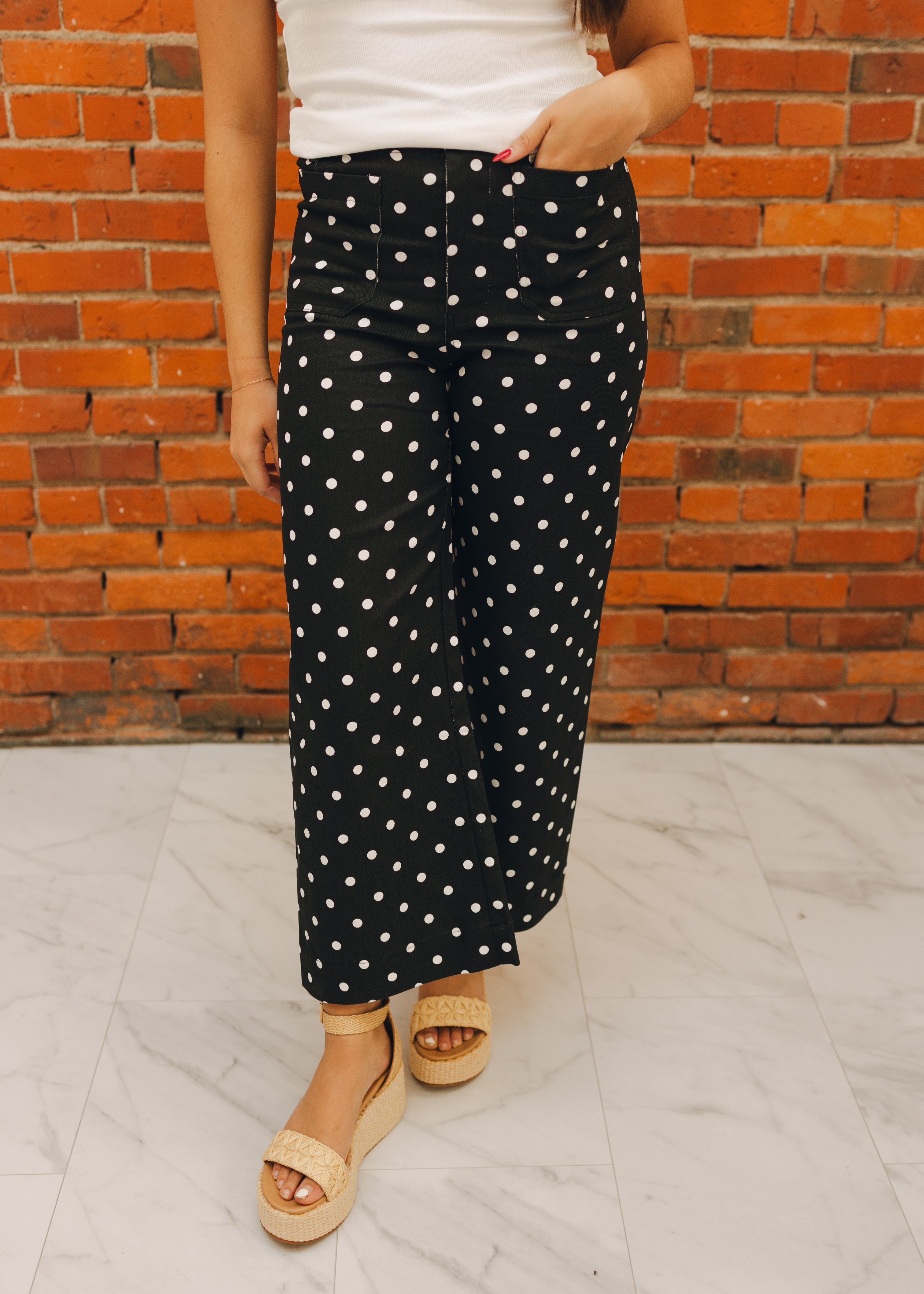 Polka Dot Straight Leg Pant