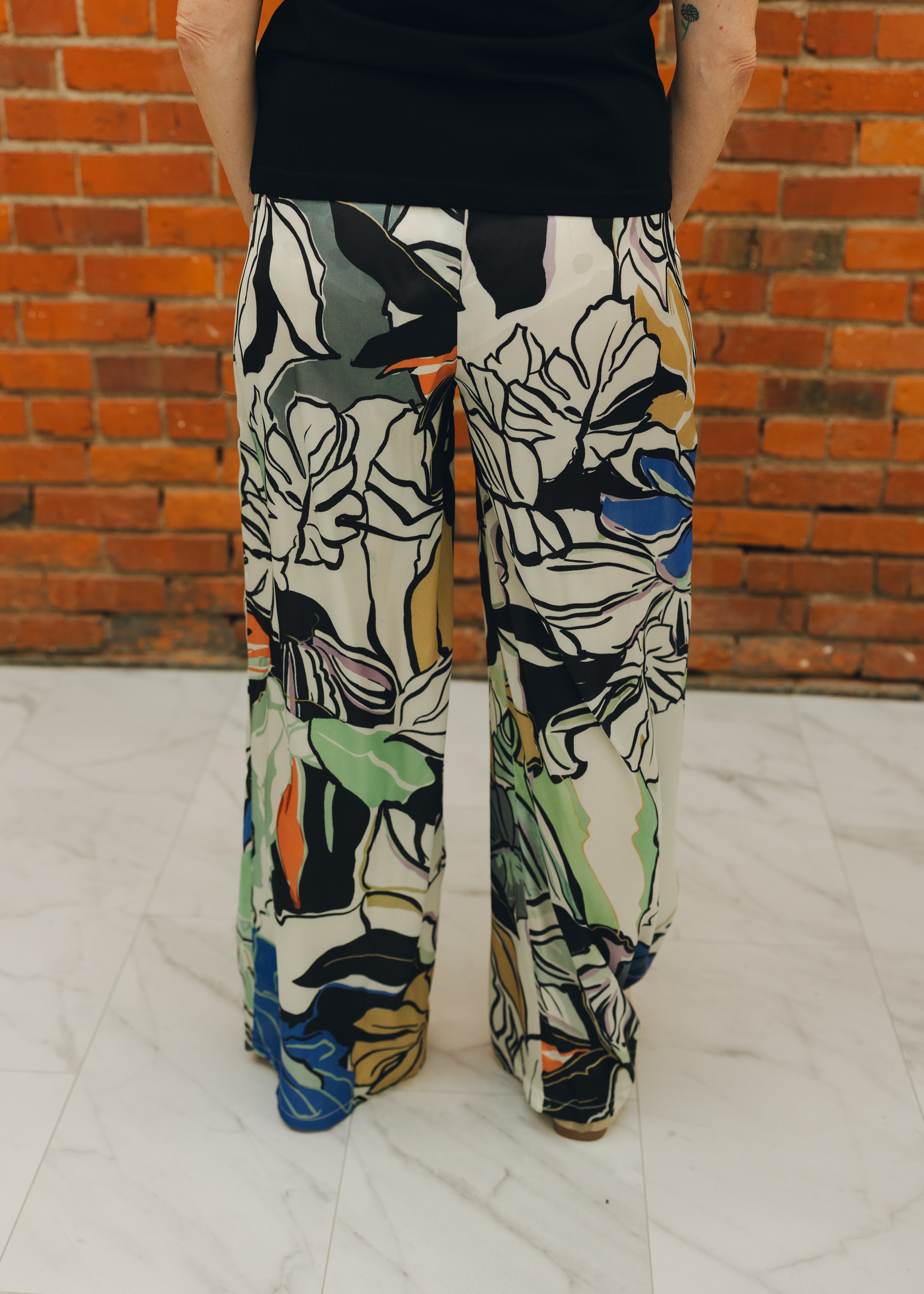 Elan Botanical Elastic Waistband Pant
