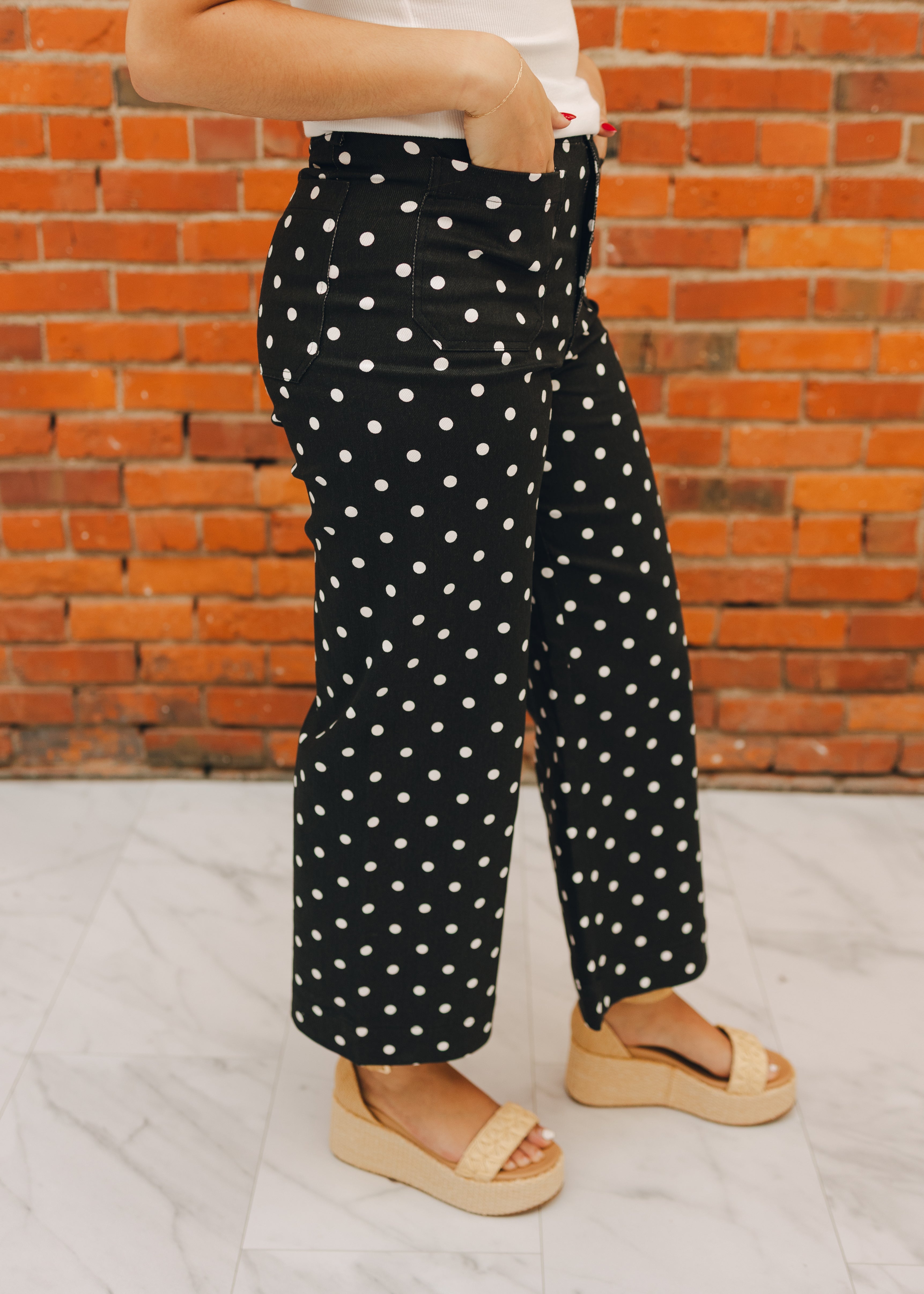 Polka Dot Straight Leg Pant