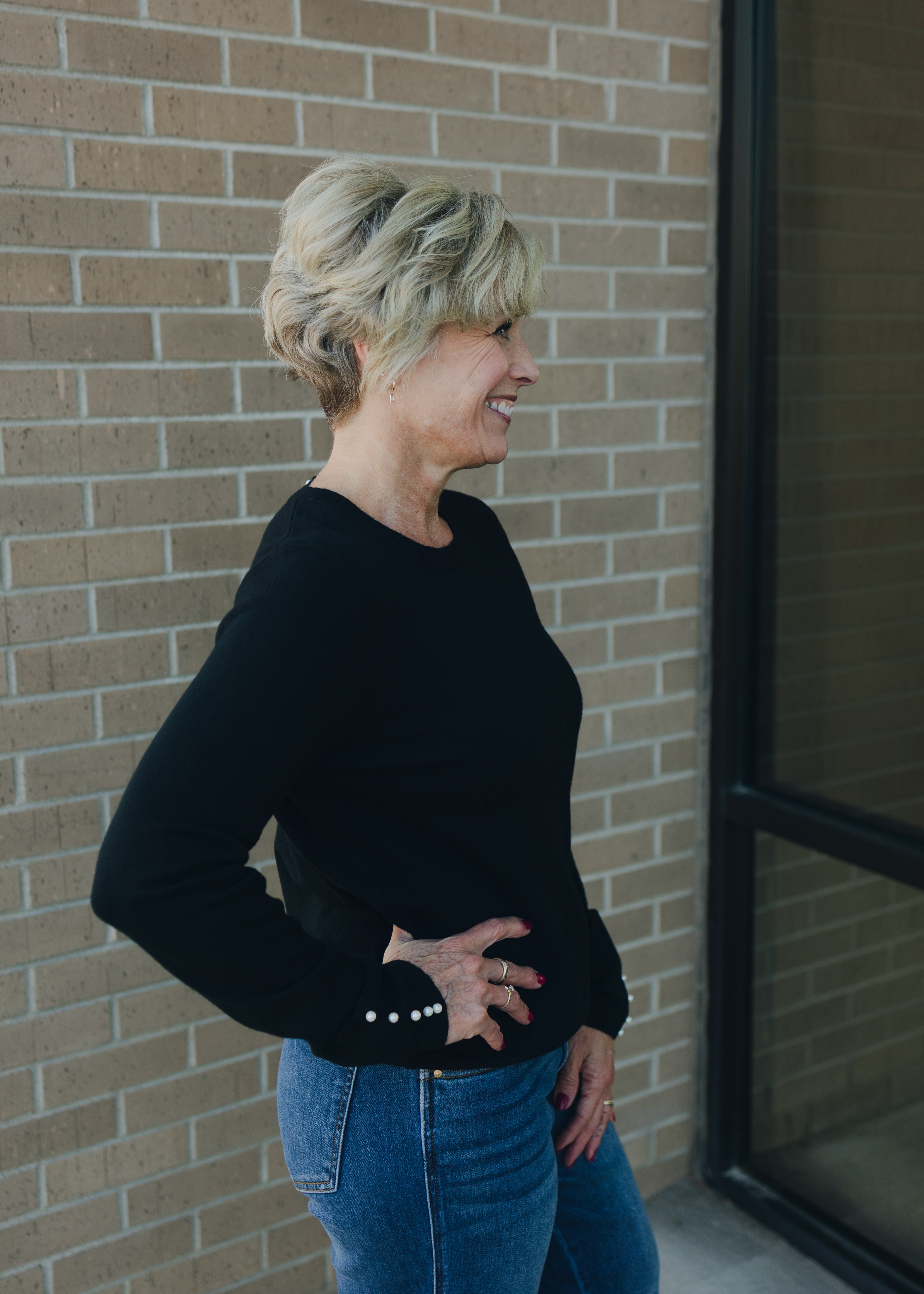 Molly Bracken Pearl Detail Sweater - Black