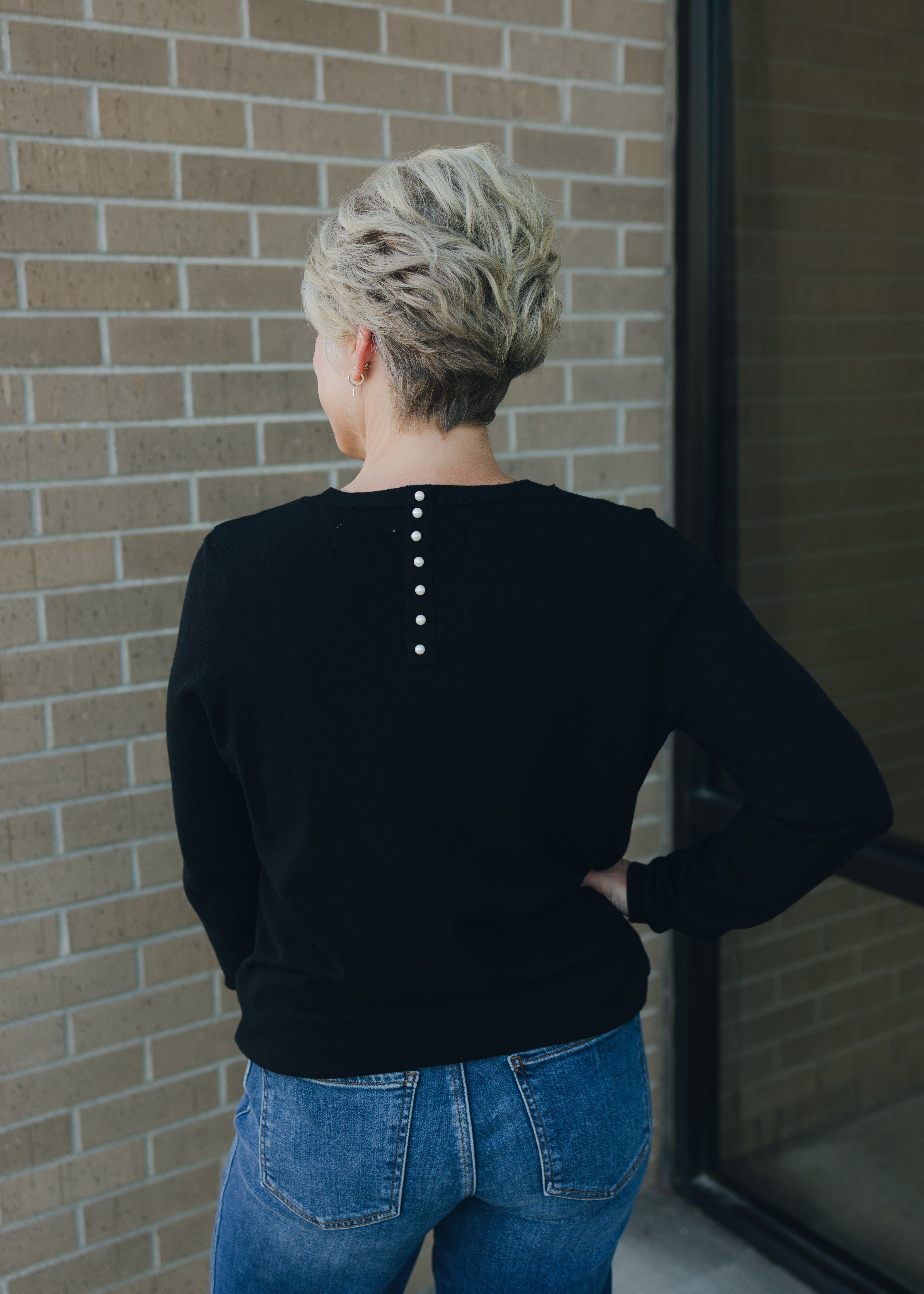 Molly Bracken Pearl Detail Sweater - Black