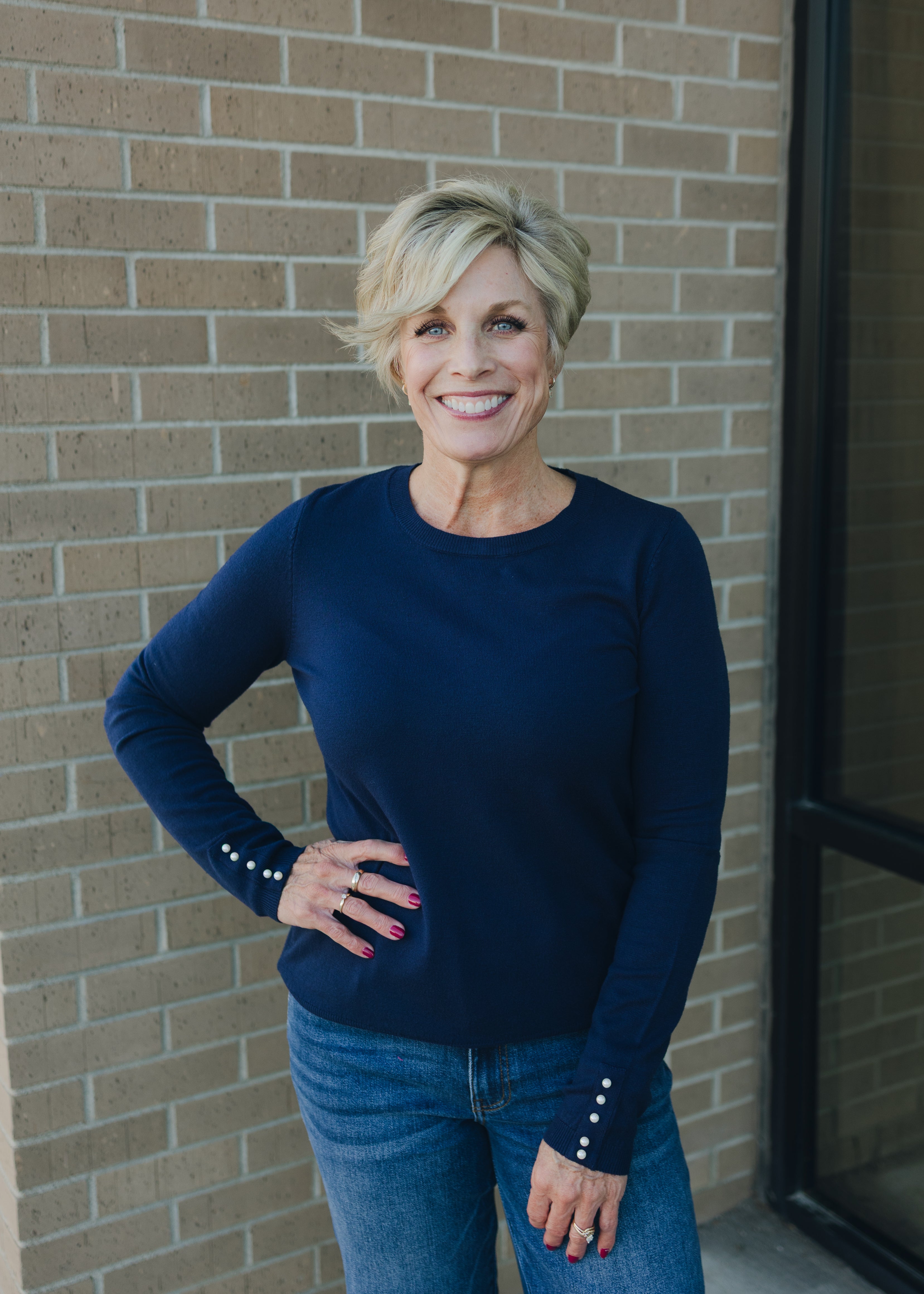 Molly Bracken Pearl Detail Sweater - Navy