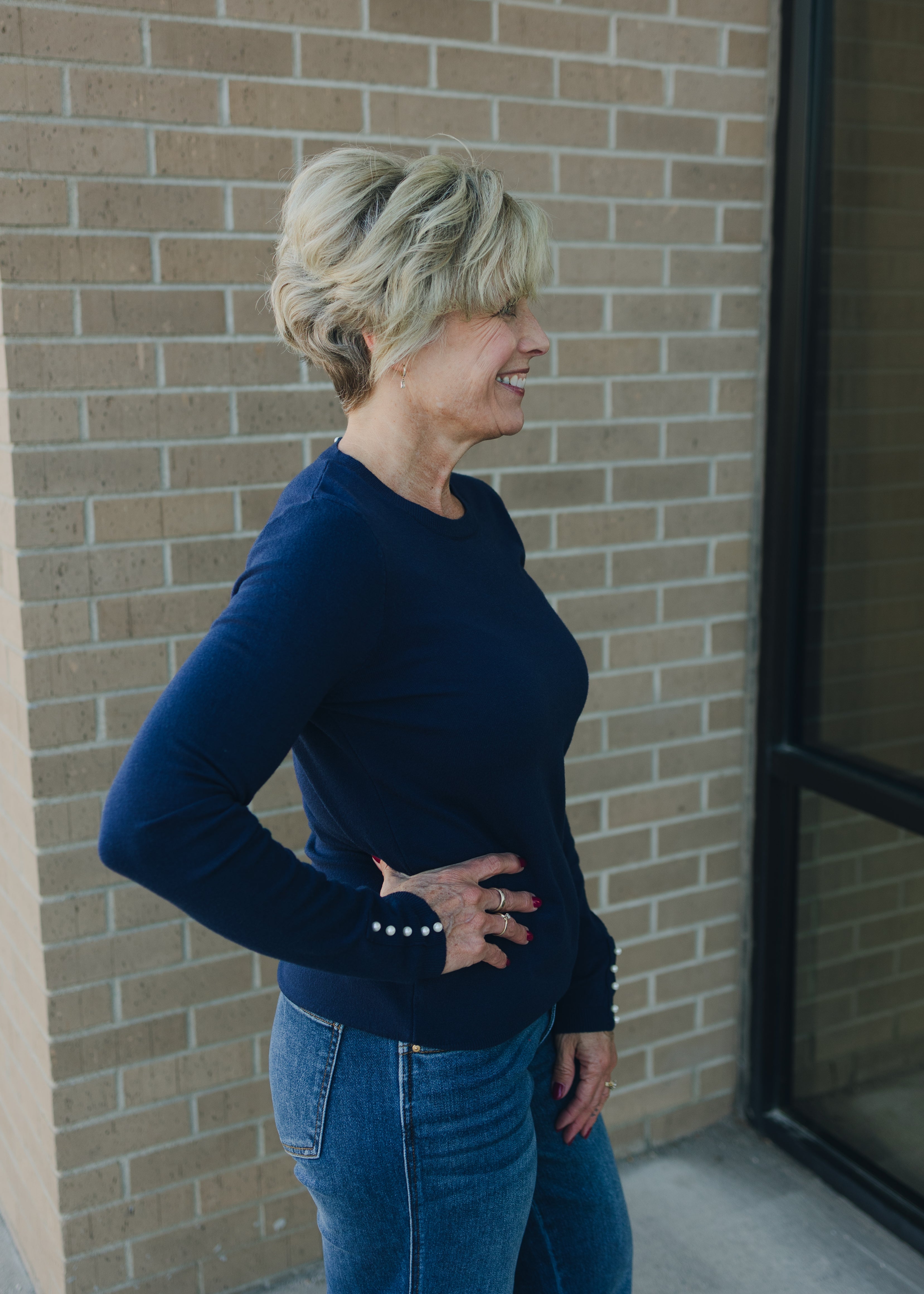 Molly Bracken Pearl Detail Sweater - Navy