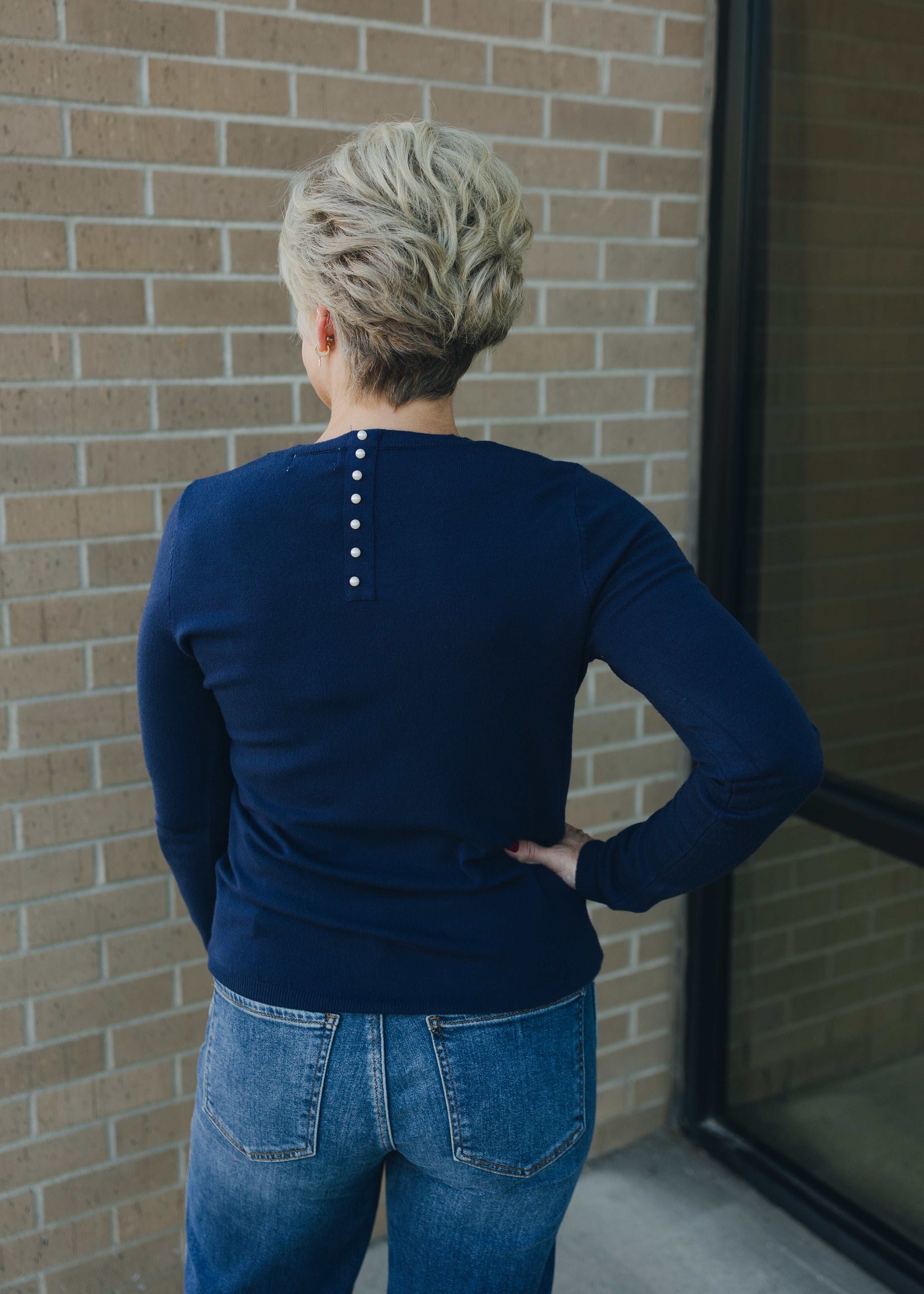 Molly Bracken Pearl Detail Sweater - Navy