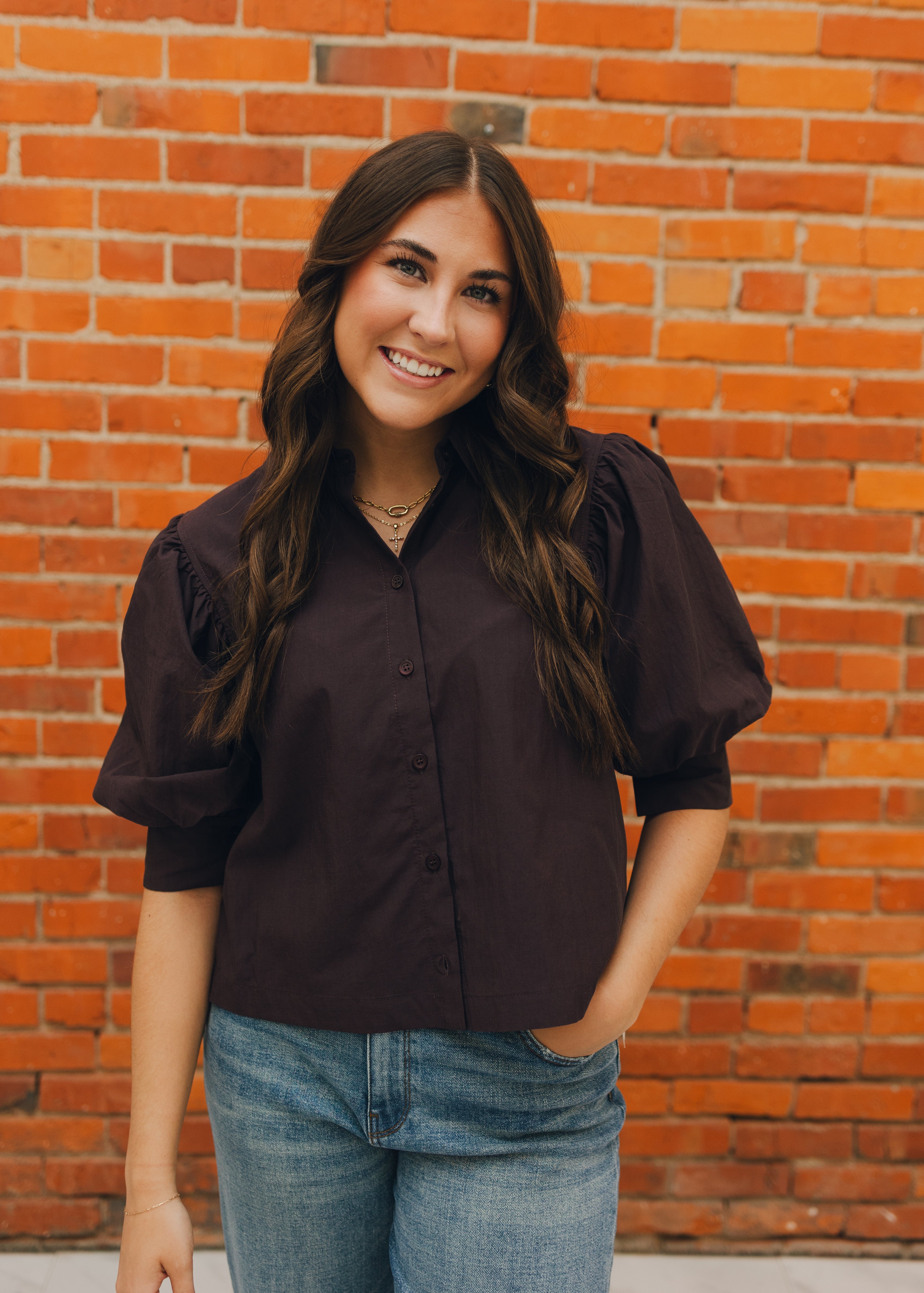 Puff Sleeve Button Down Shirt