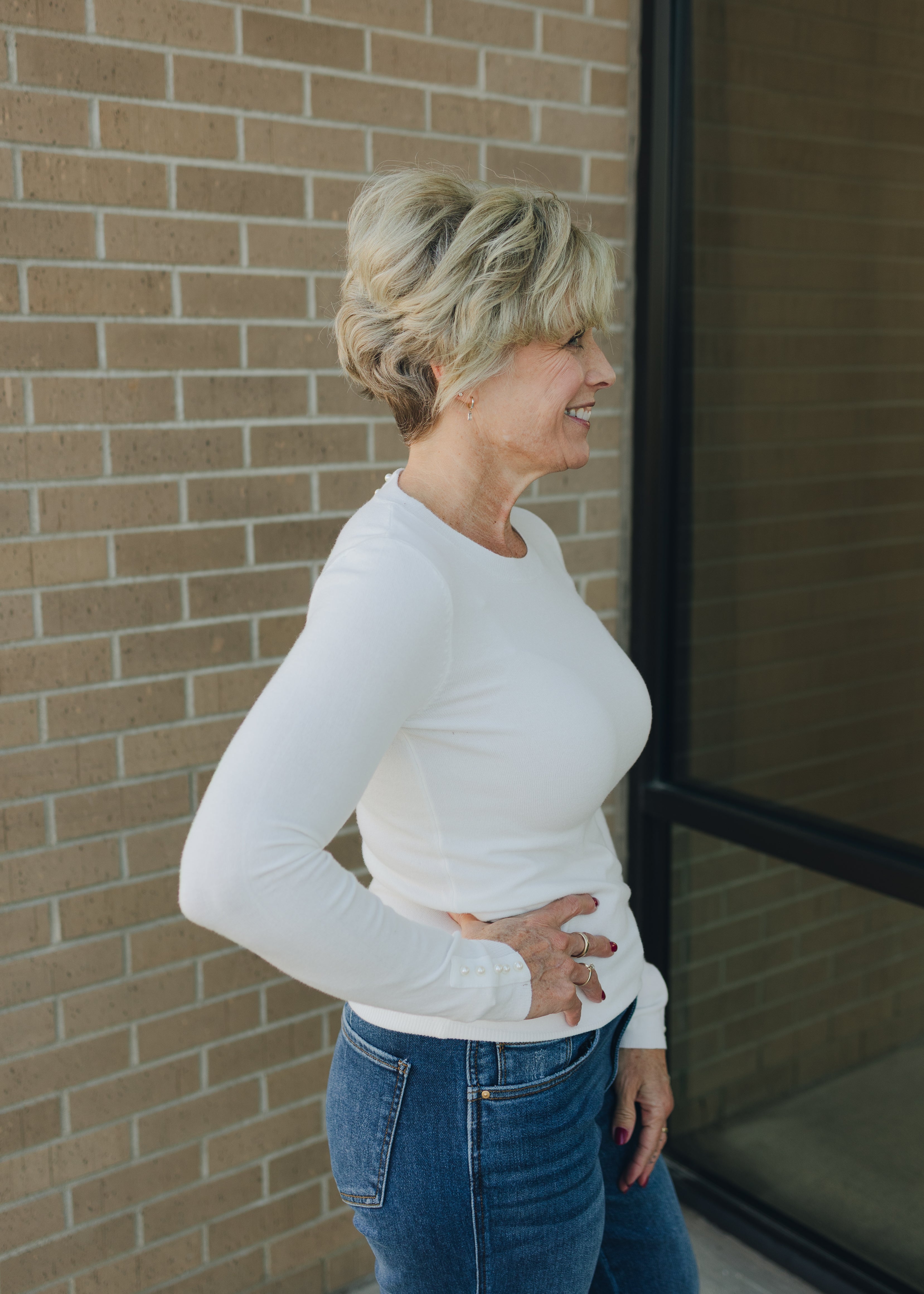 Molly Bracken Pearl Detail Sweater - Off White