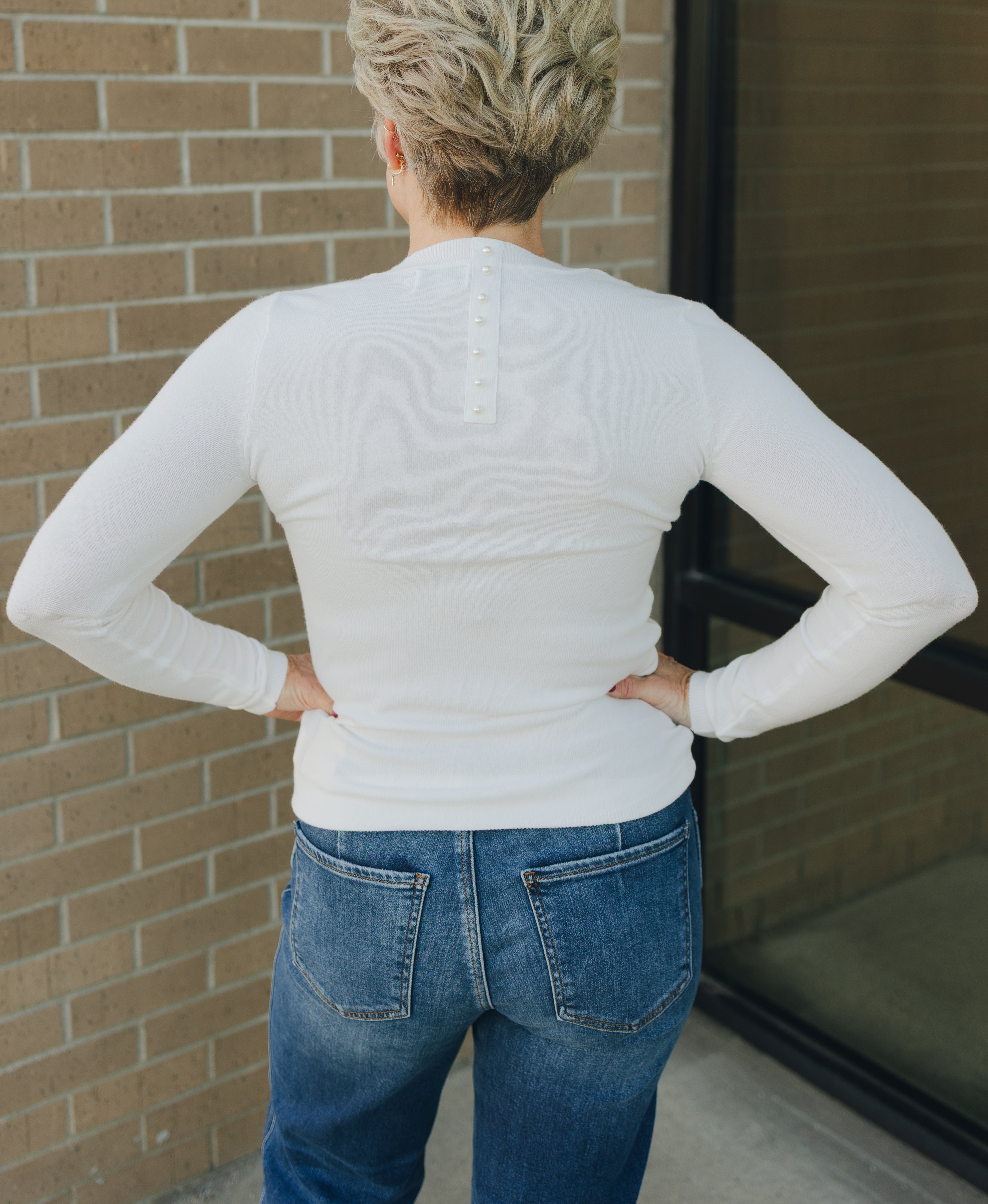 Molly Bracken Pearl Detail Sweater - Off White