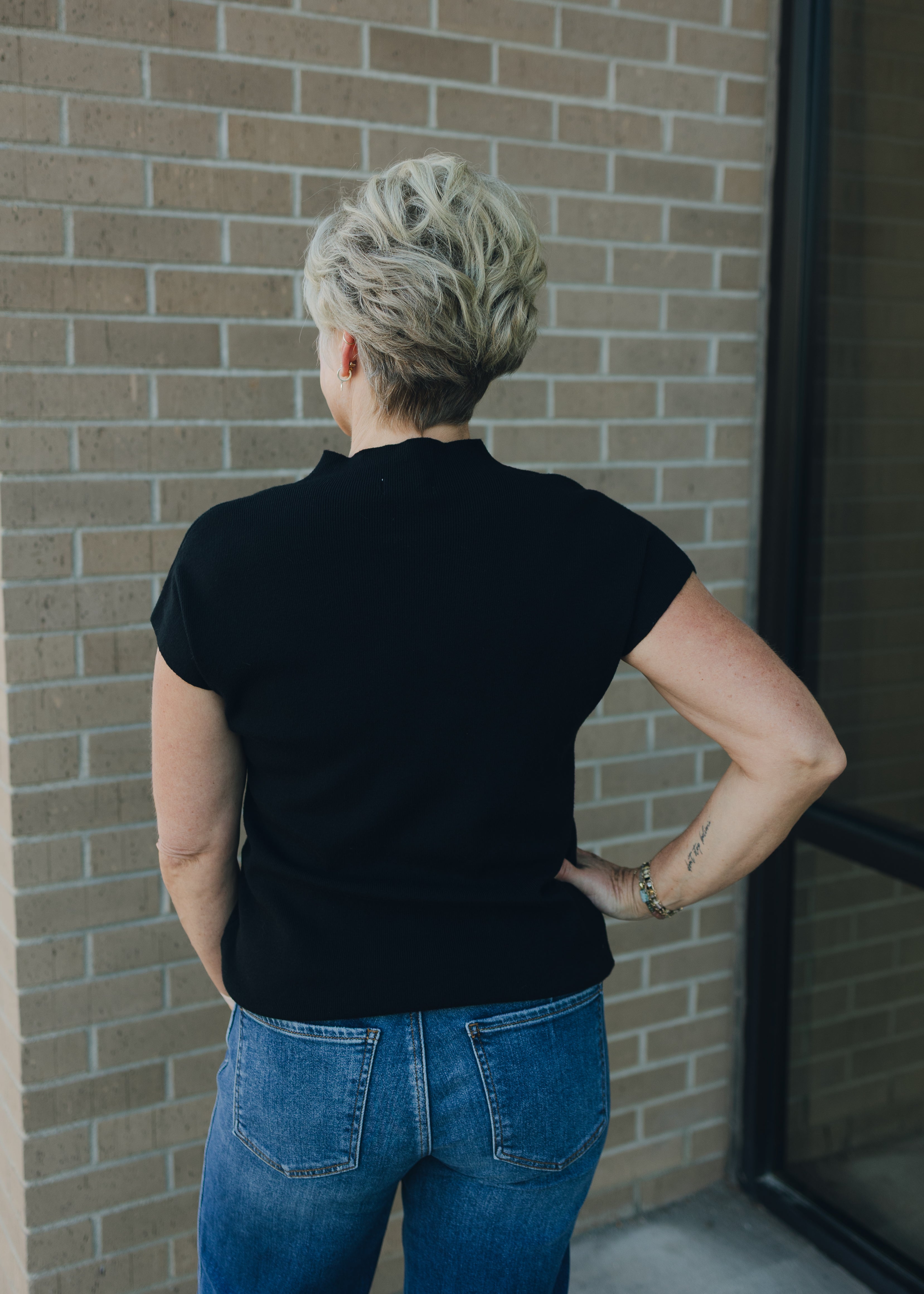 Molly Bracken Cap Sleeve Sweater - Black